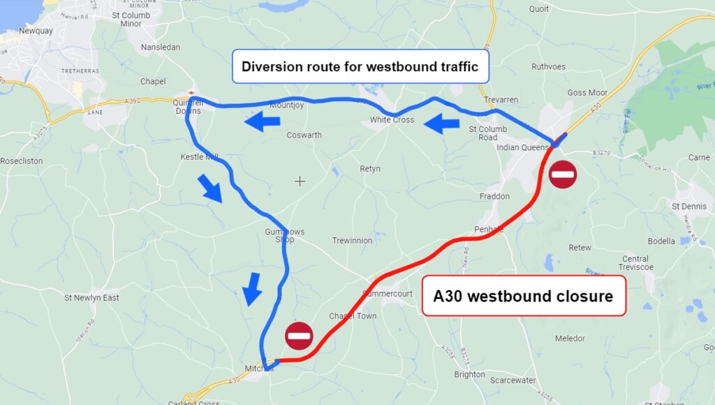 A30 Evening Closures - Highgate to Mitchell & Woodleigh to Whiddon Down ...