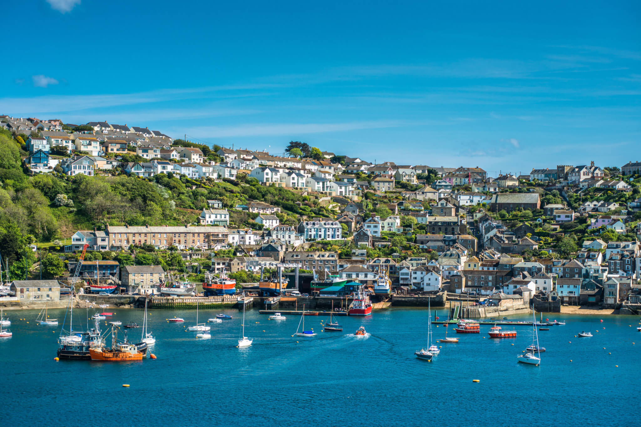 The small coastal town of Fowey in Cornwall, England, UK.