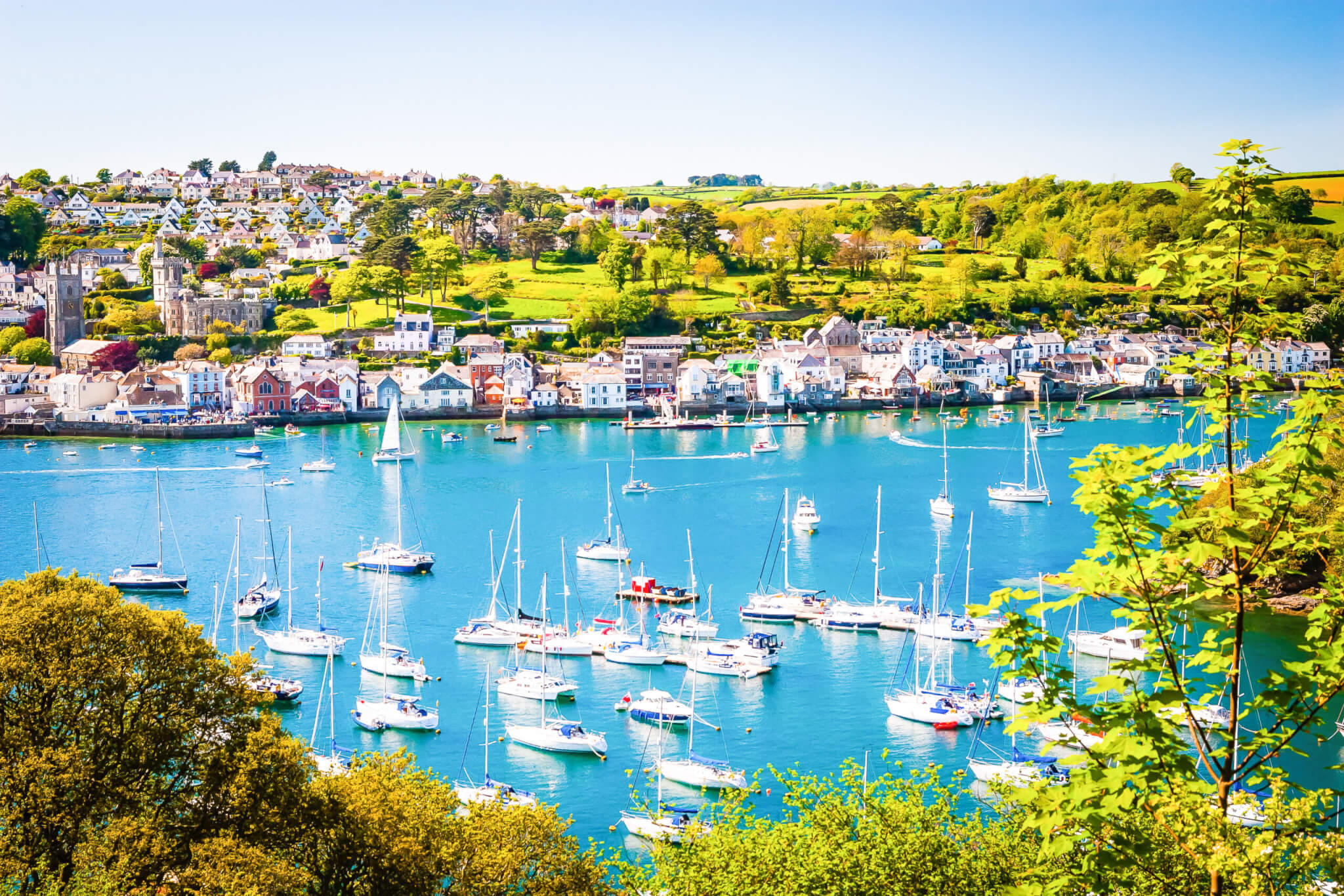 Boats in the harbour of Fowey in Cornwall, UK