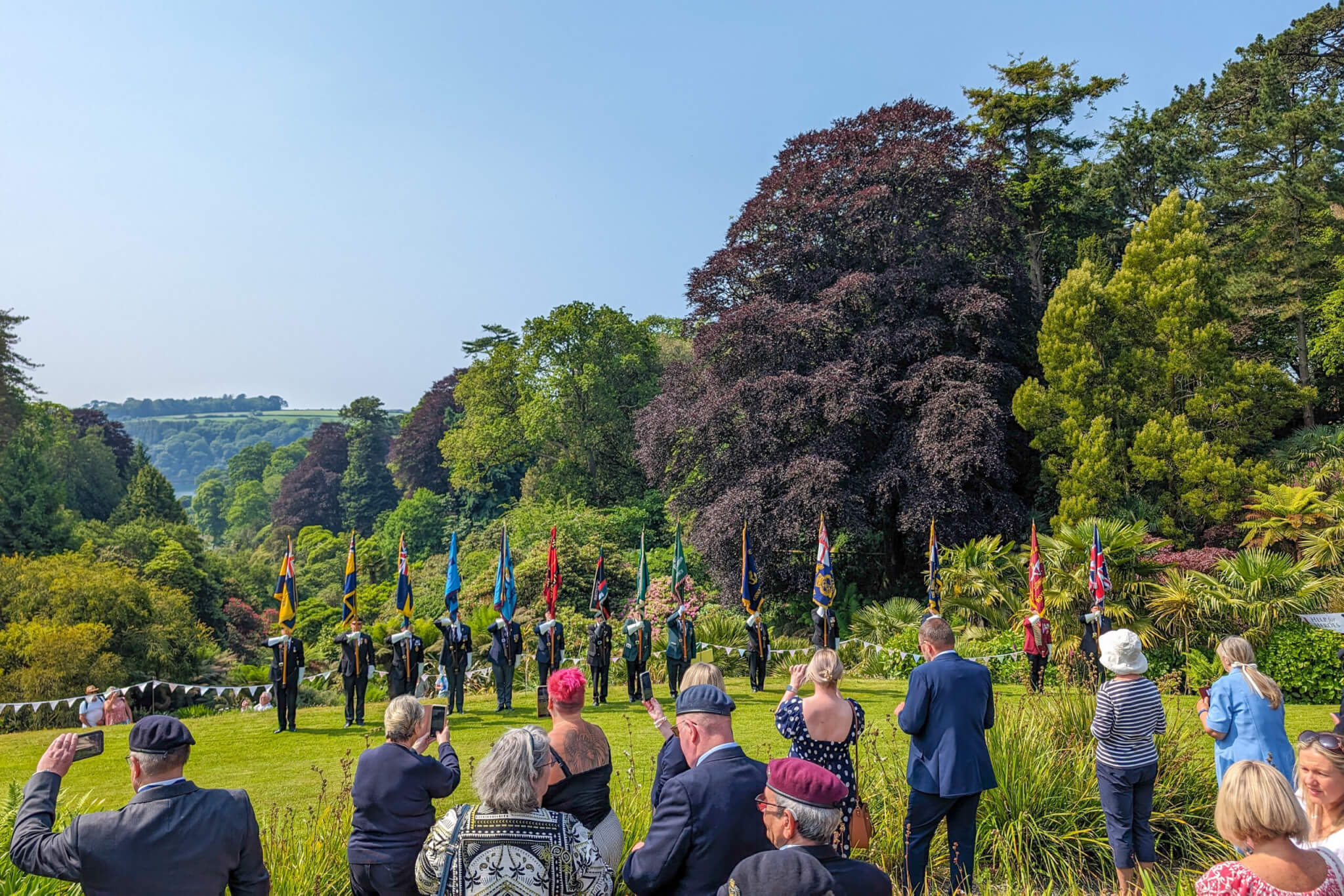 Standard Bearers on the top lawn at Trebah House