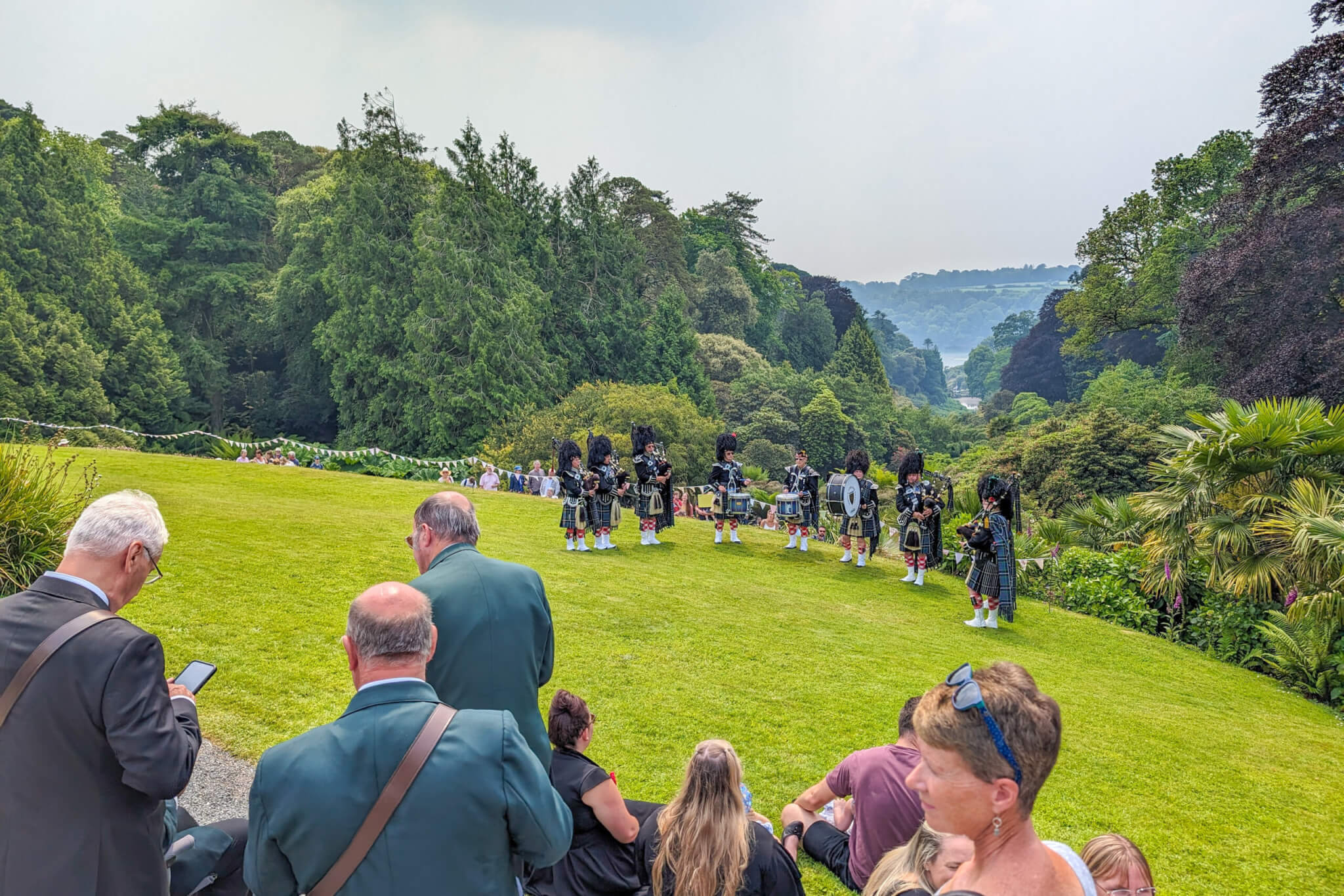 Kernow Pipe & Drums perform on the top lawn at Trebah House