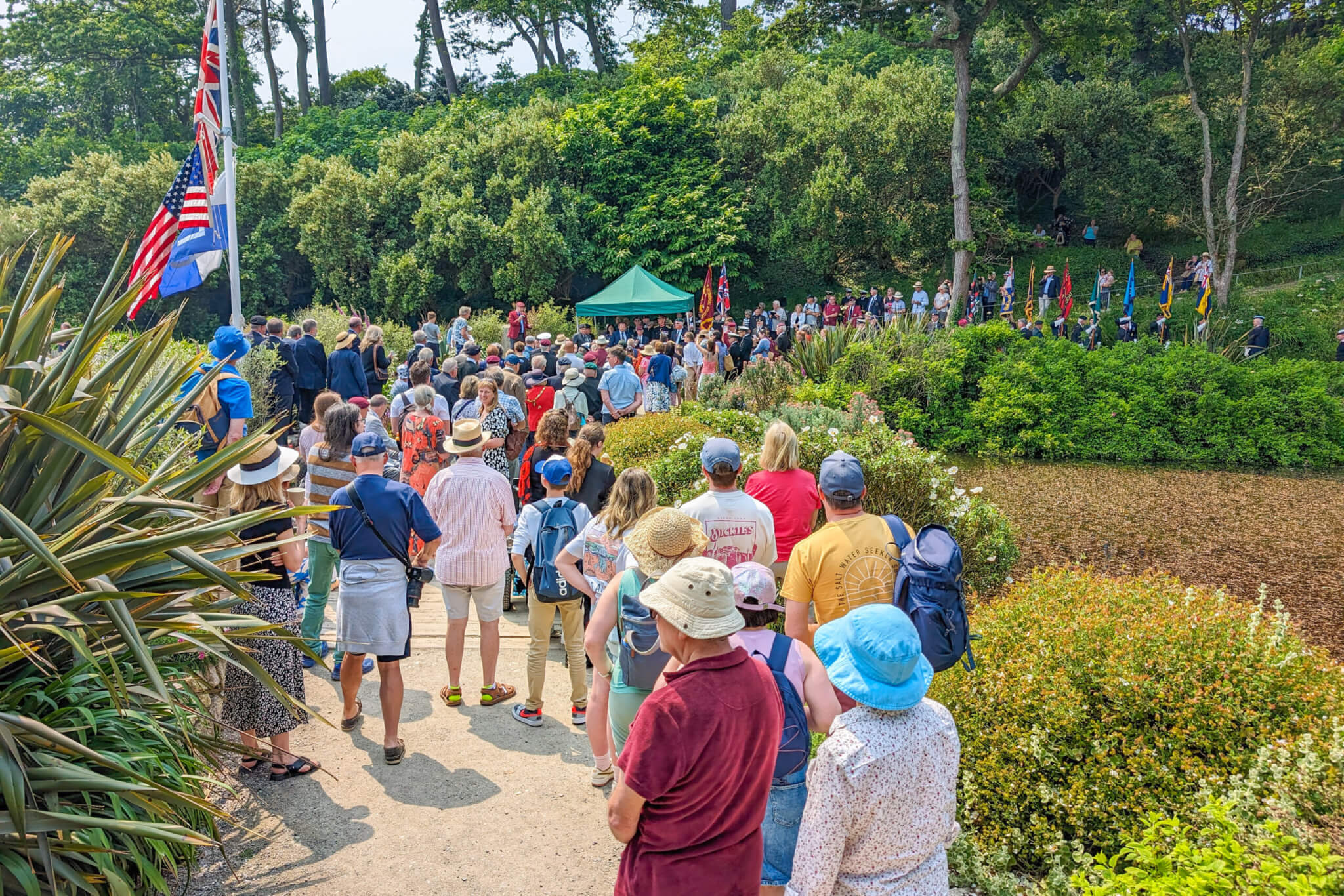 Visitors gather for a short service of remembrance