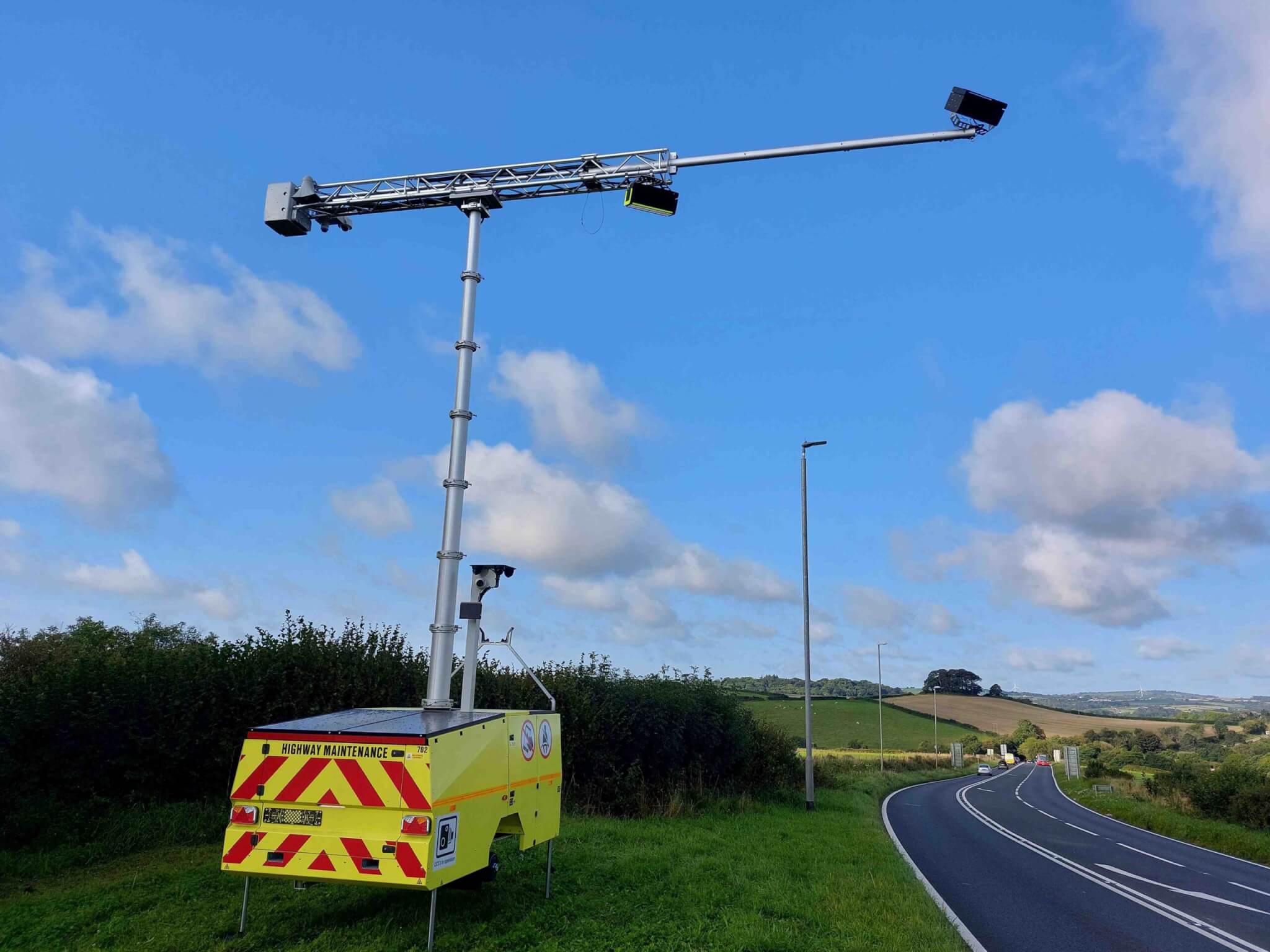 An Acusensus camera trailer on the A38 at Landrake