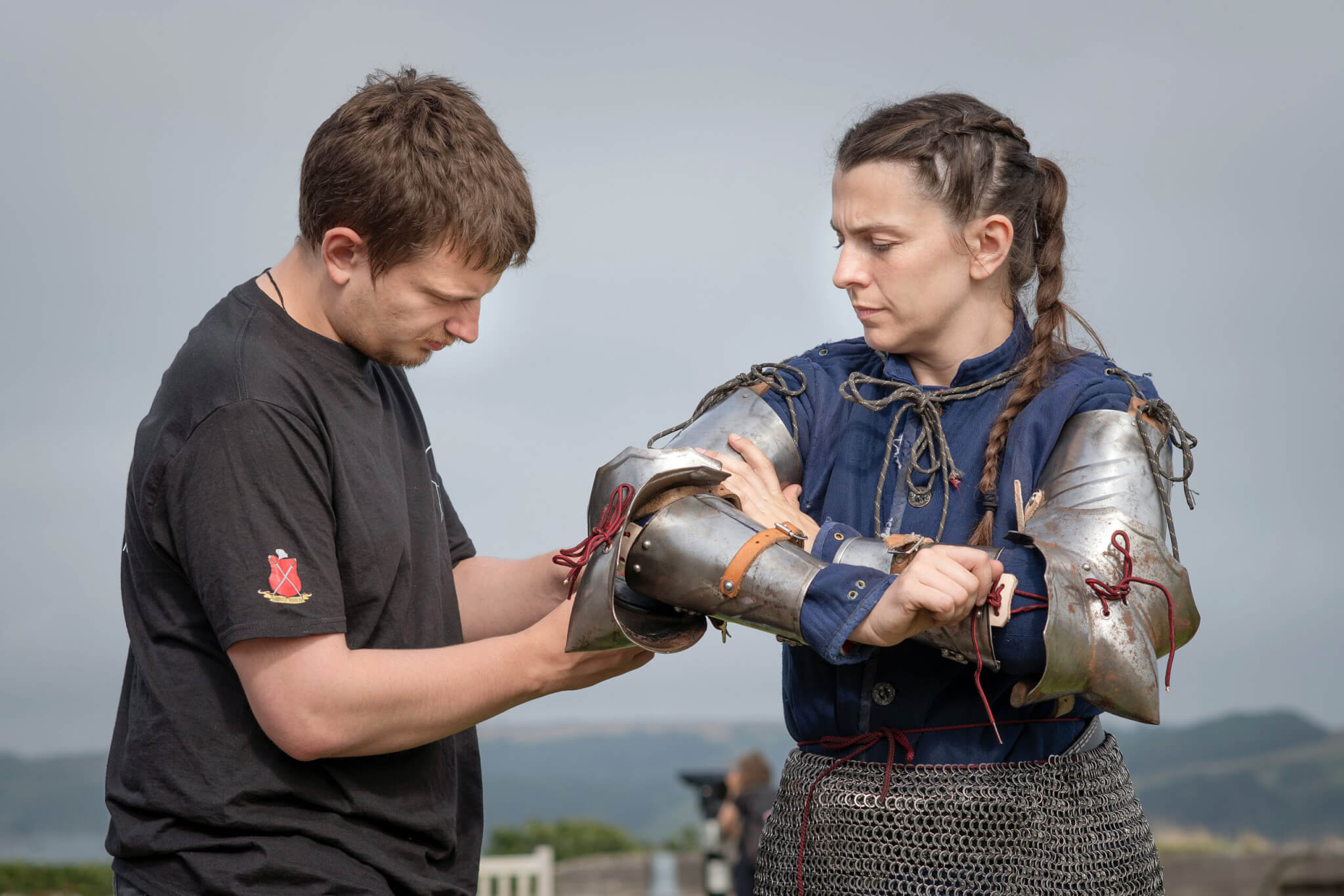 Female knight. Knight Tournament. Pendennis Castle.