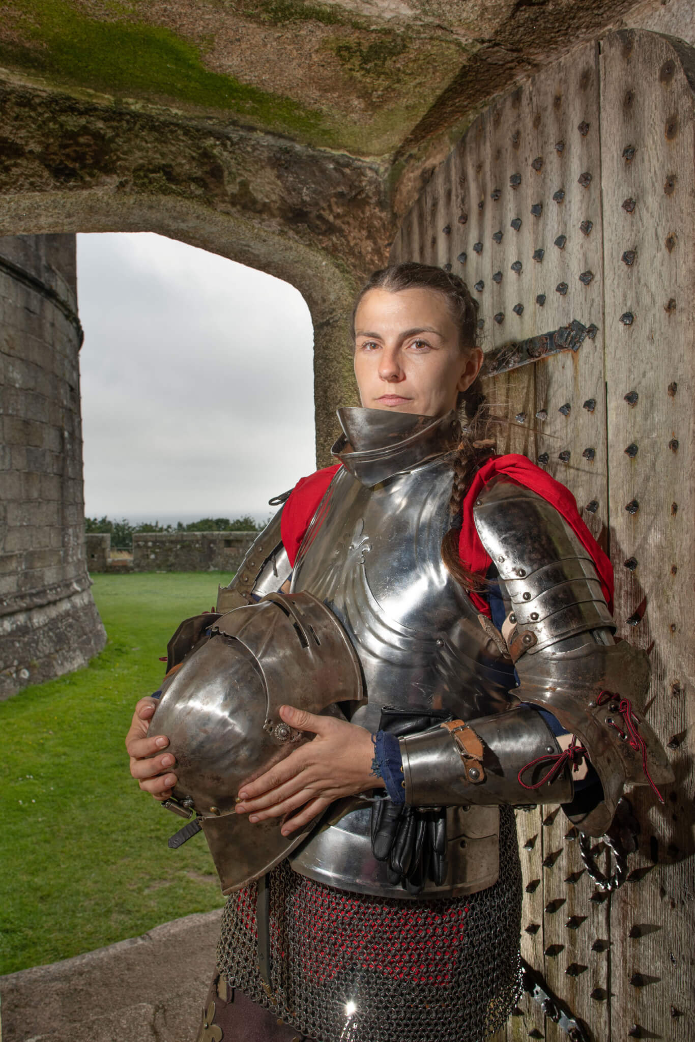 Female knight. Knight Tournament. Pendennis Castle.