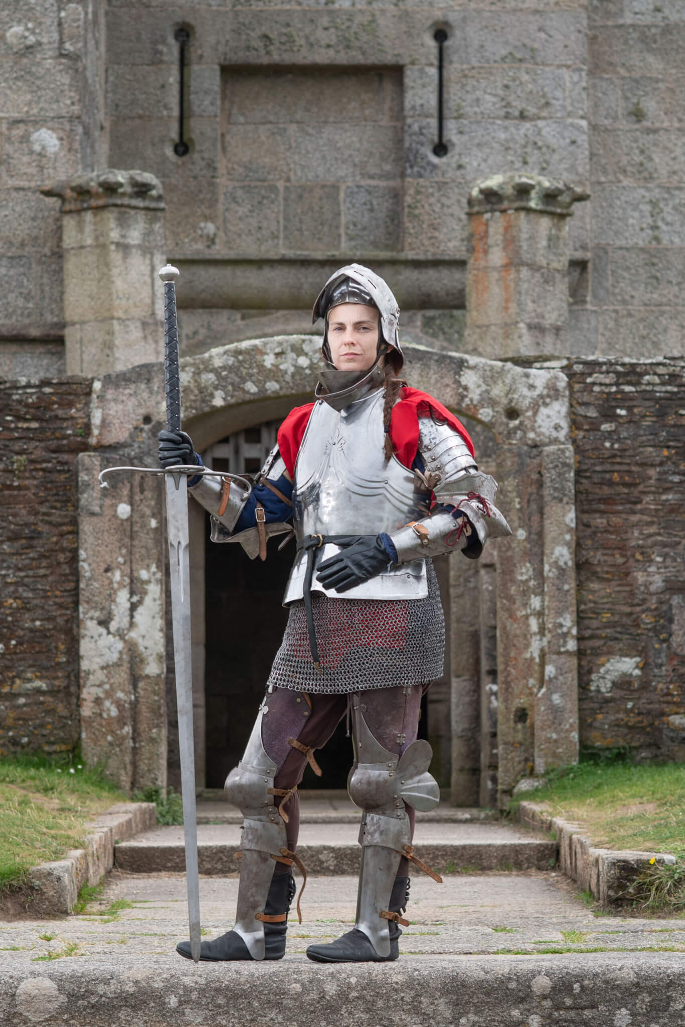 Female knight. Knight Tournament. Pendennis Castle.