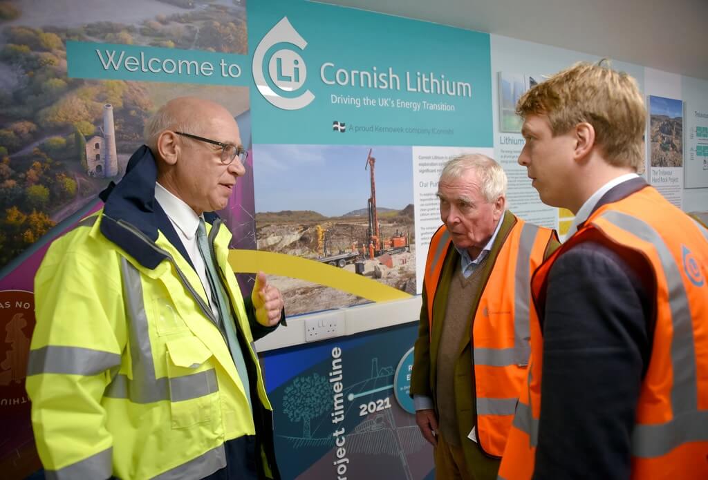 Jeremy Wrathall with James St Levan and Felix St Aubyn – Image Credit Cornish Lithium