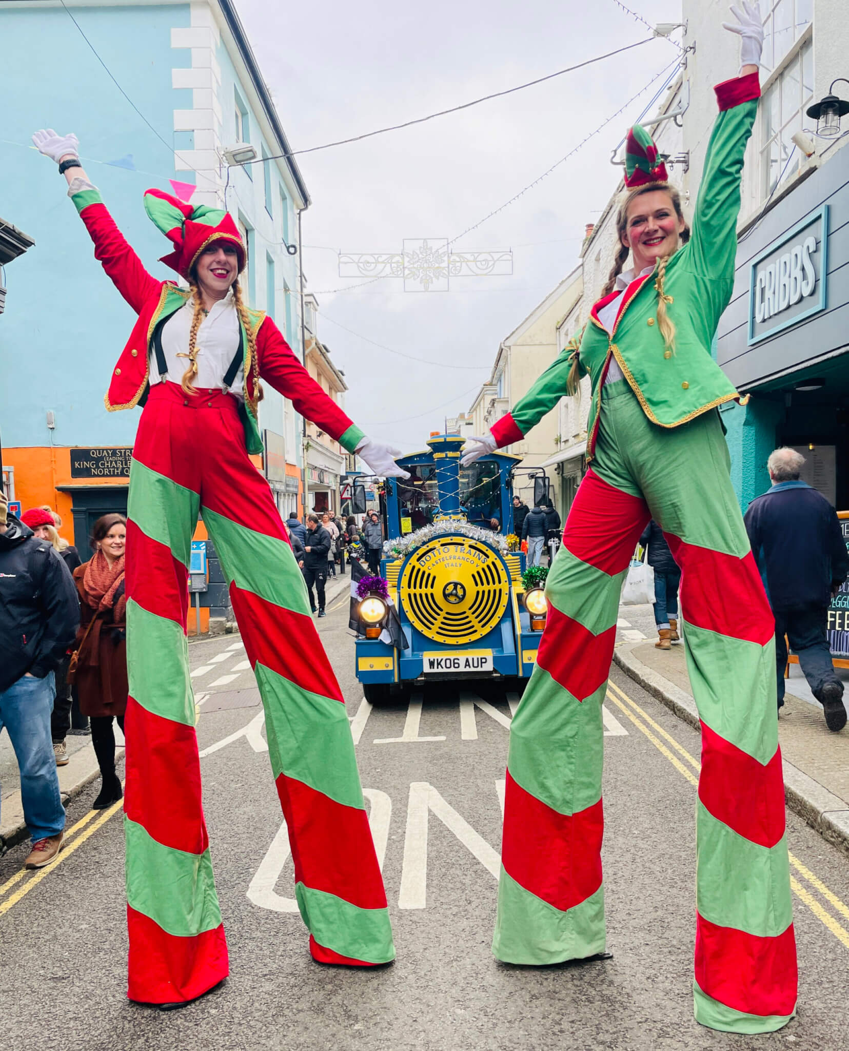 Stilt Walkers and Festive Land Train Festive Weekend 2023