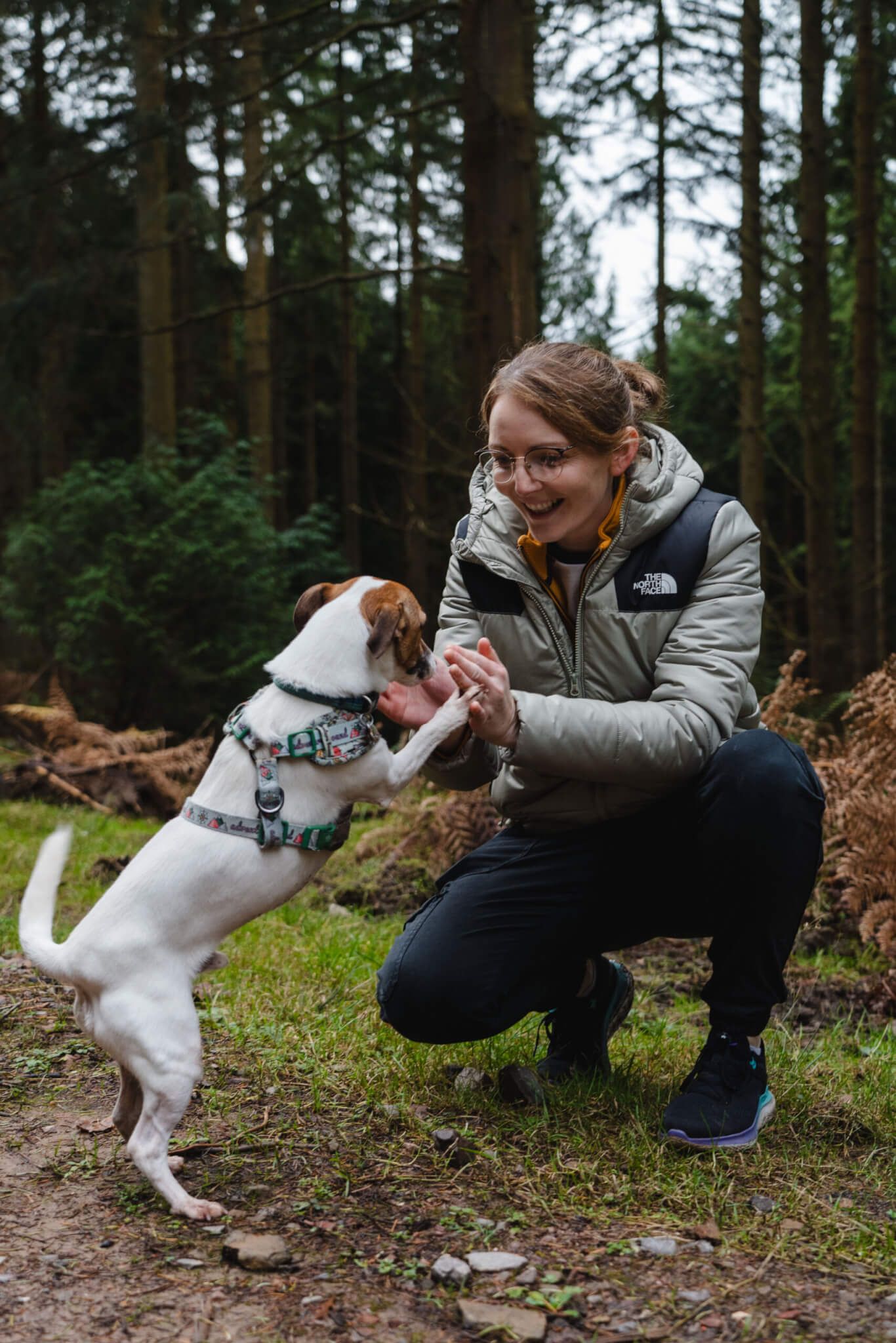 A dog and owner having fun in the forest (credit Forestry England – Crown Copyright)