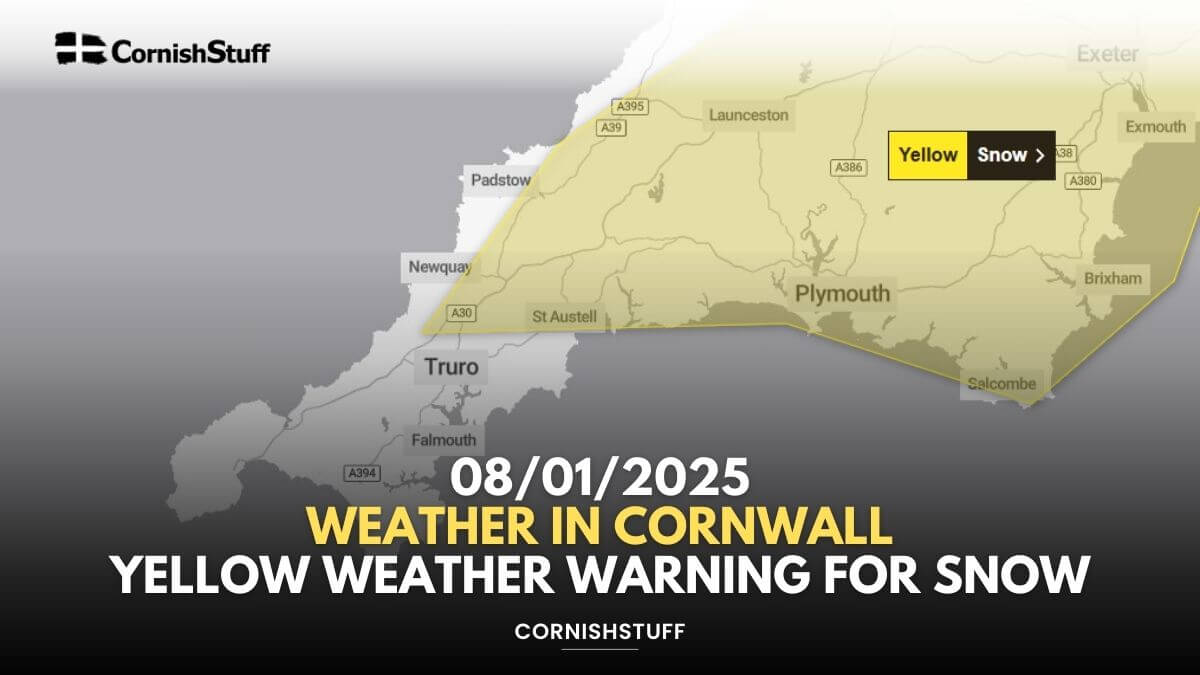 08/01/2025 - Weather in Cornwall - Yellow Weather Warning For Snow ...