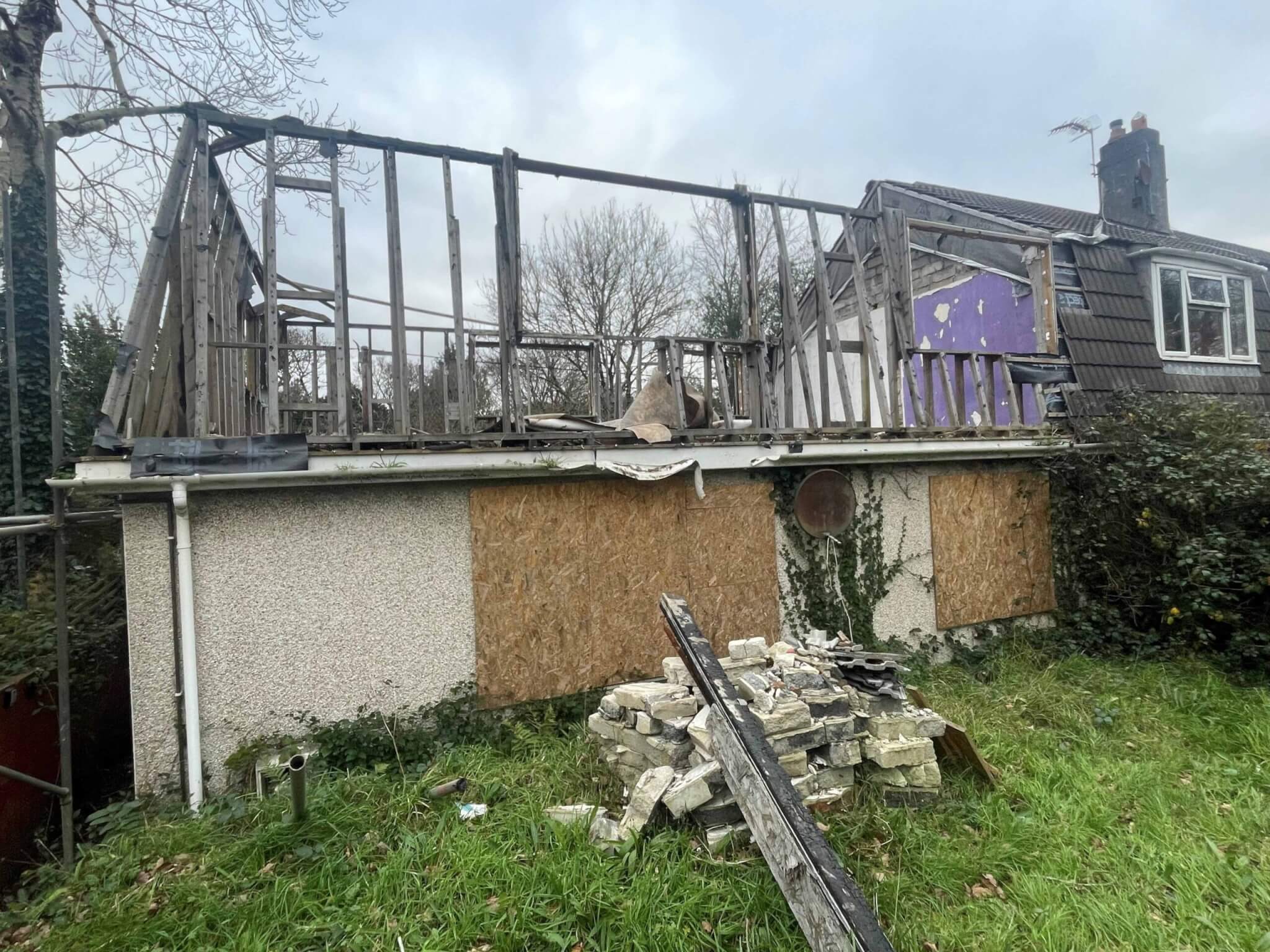 UNDER HAMMER – Fire damaged property,Trevose Road, Truro