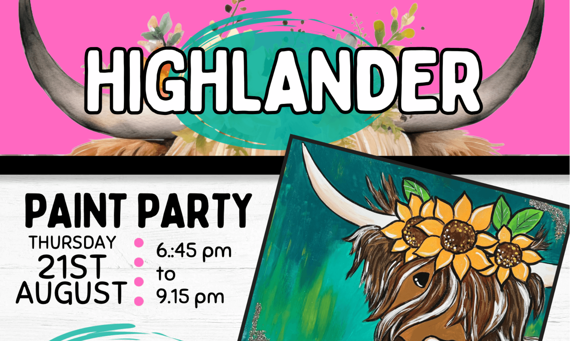 Paint Party at Truro Lounge Paint a Sunflower Highlander