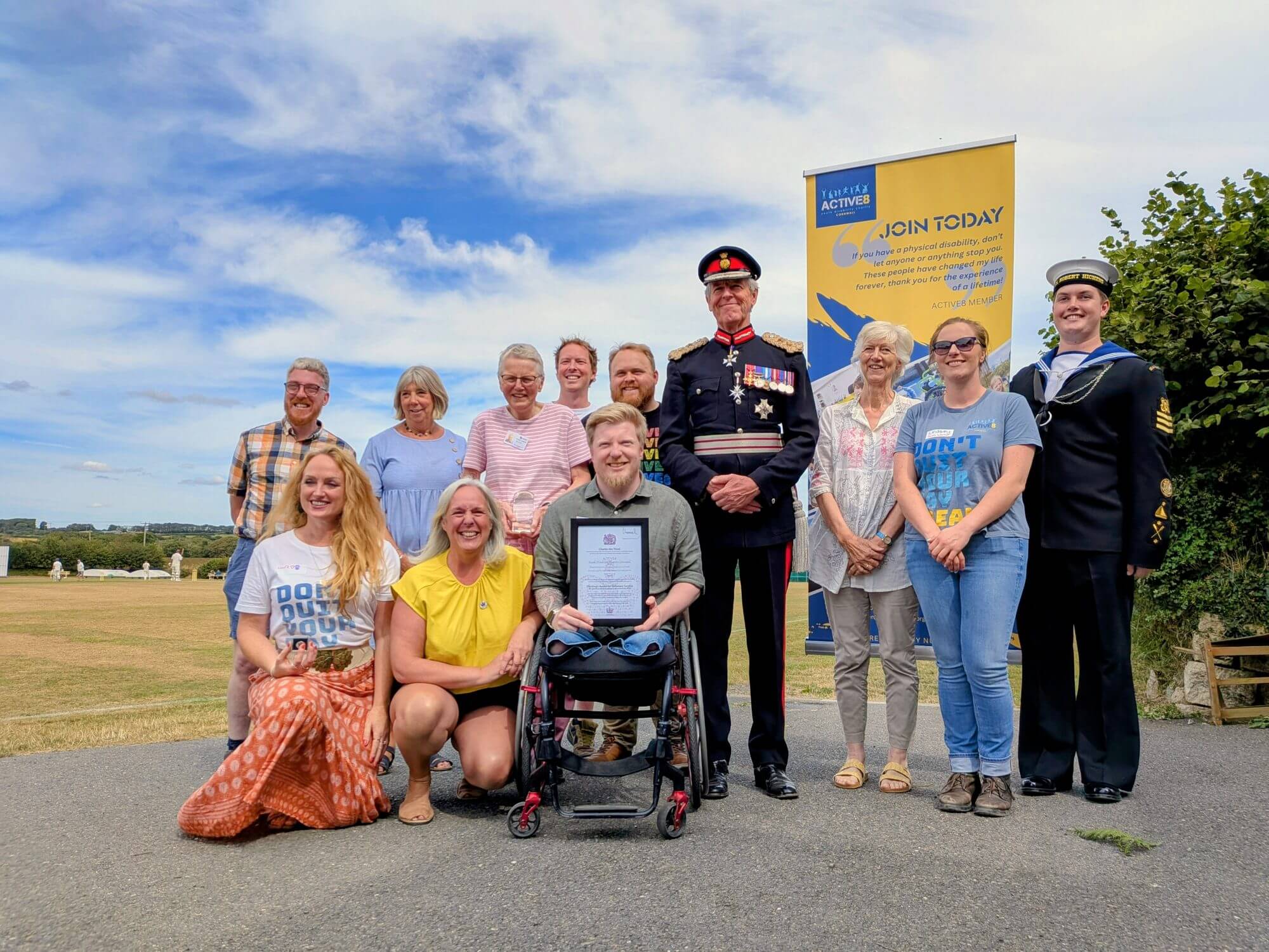Active8 members and volunteers gathered for the King's Award celebration in St Erme