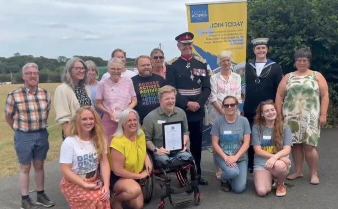 Active8 team members with the Lord-Lieutenant of Cornwall