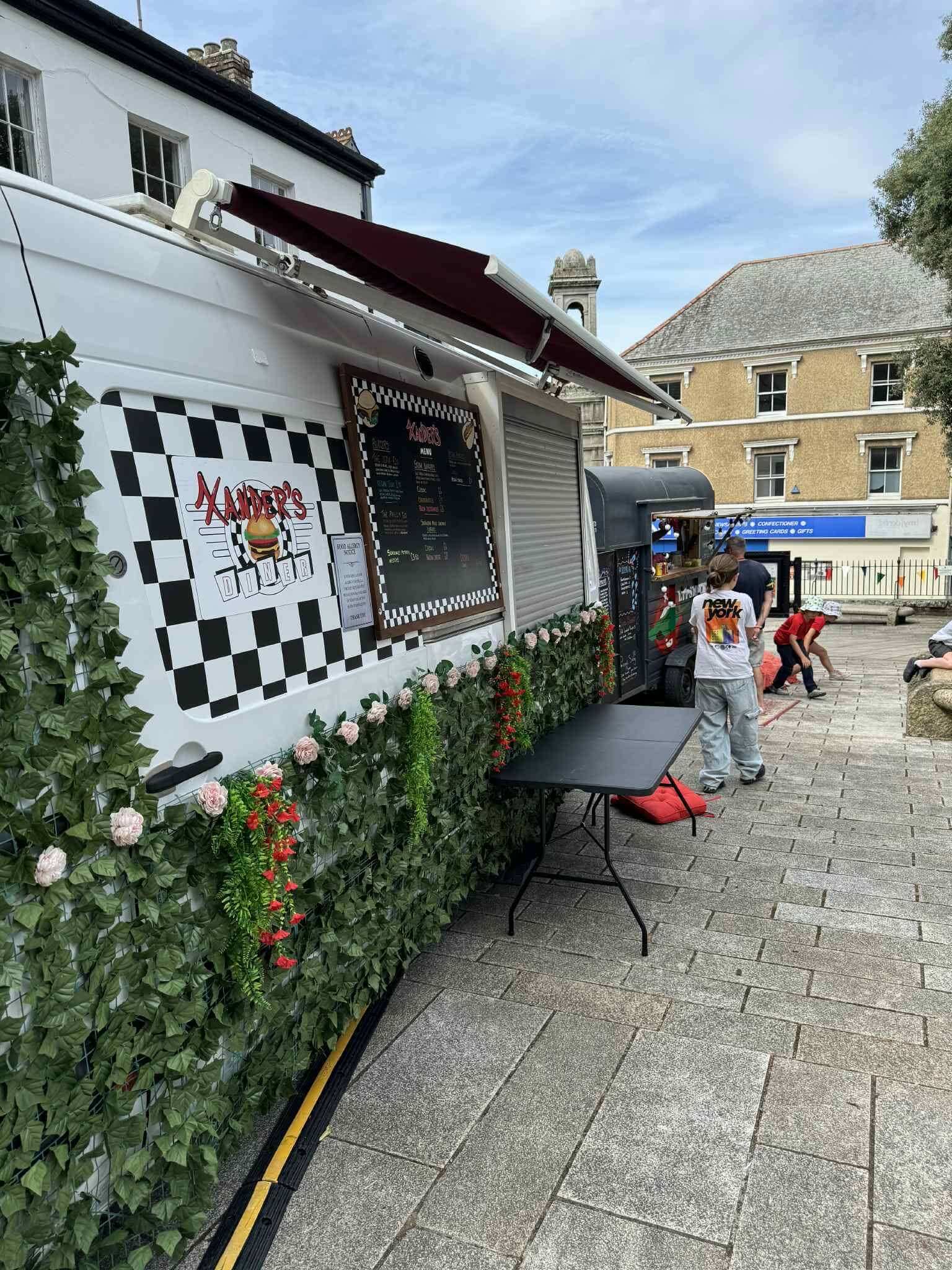 Xander's Diner van set up on Mount Folly, Bodmin
