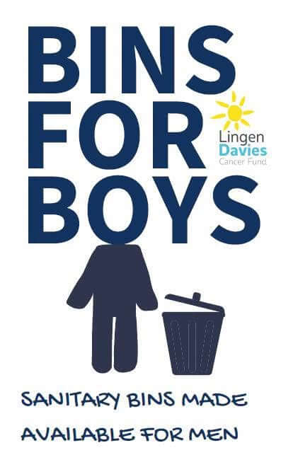 Bins for Boys campaign poster from Lingen Davies Cancer Support