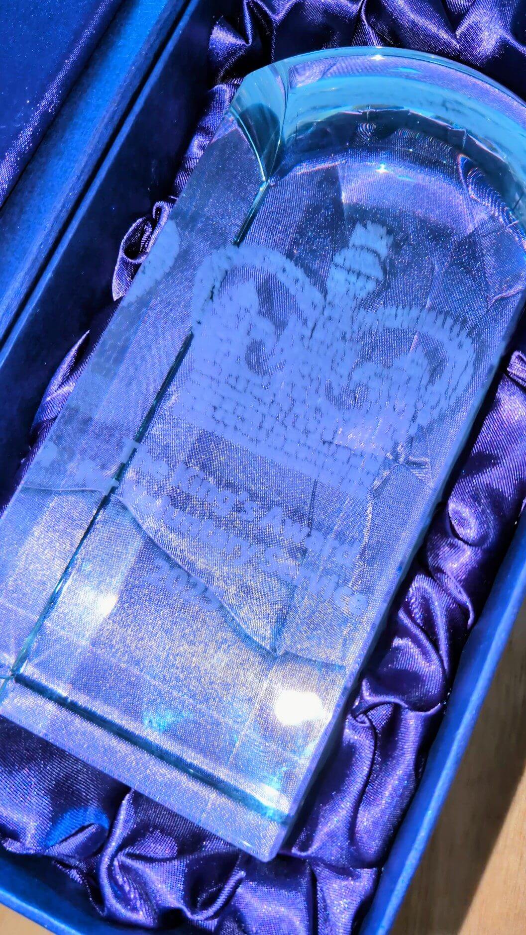 The King's Award for Voluntary Service domed glass crystal
