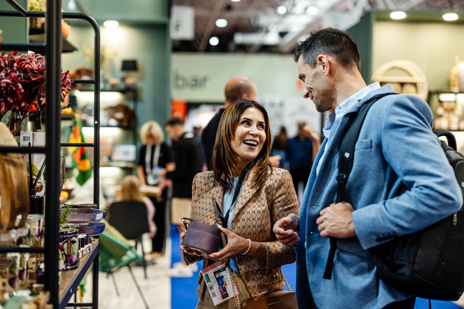 Buyers browsing a stand at Autumn Fair