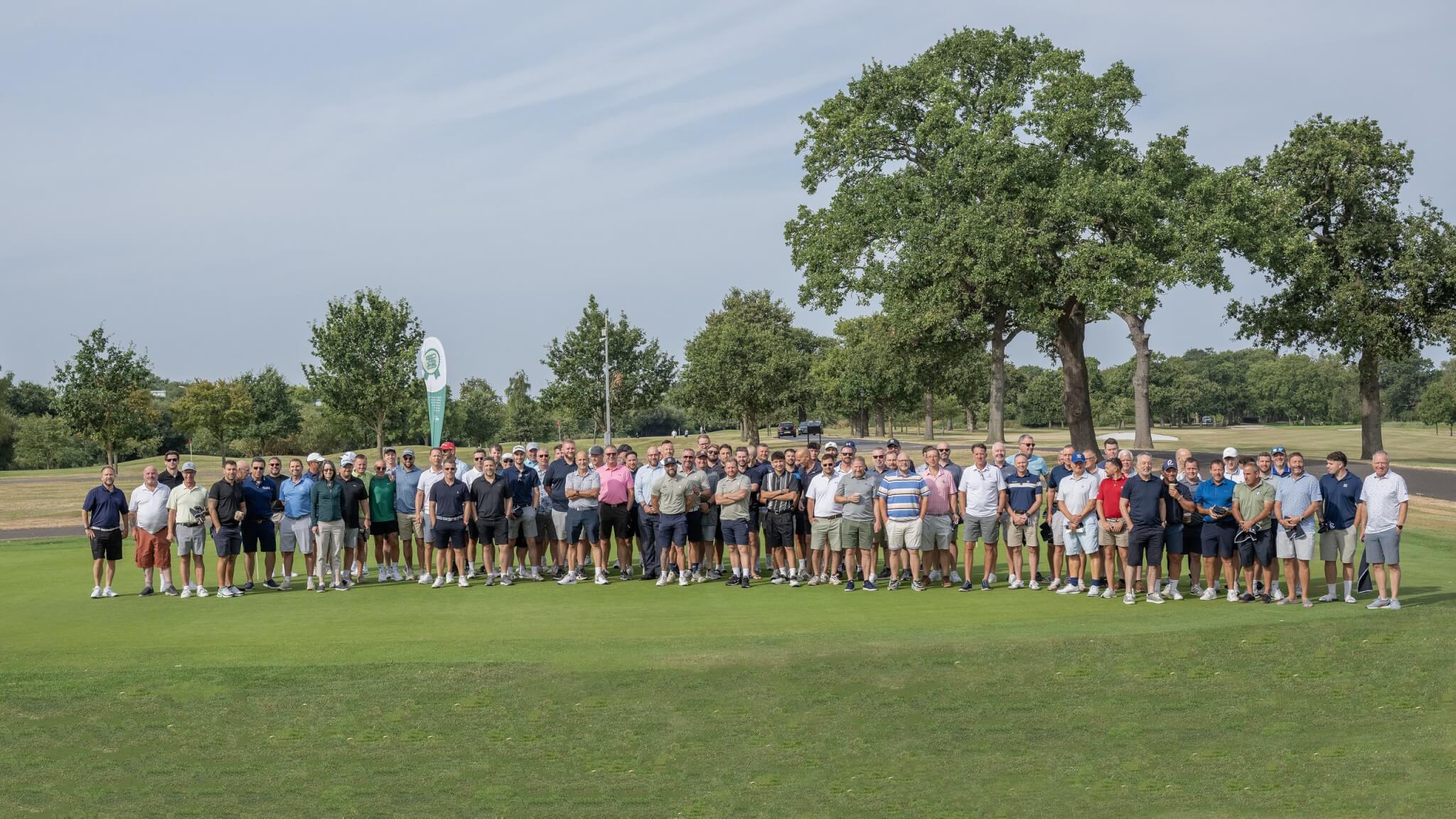 Barratt Bristol charity golf day participants gathered together on the golf course