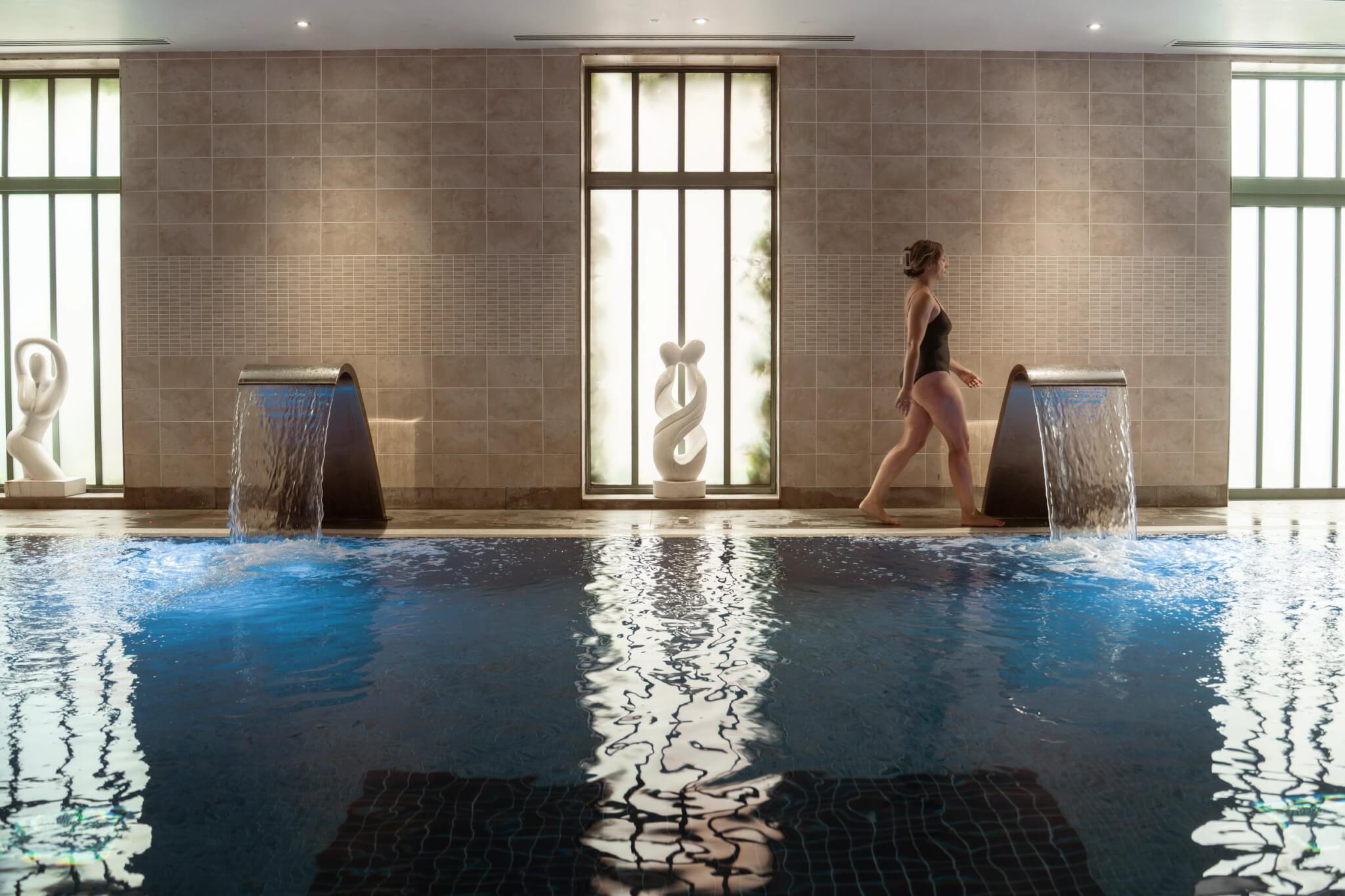 The swimming pool in the vitality suite at Fistral Spa, Newquay