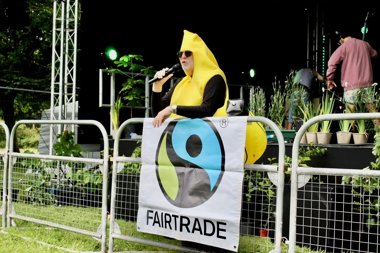 Brian Terry in a banana costume promoting Fairtrade at a Camborne event