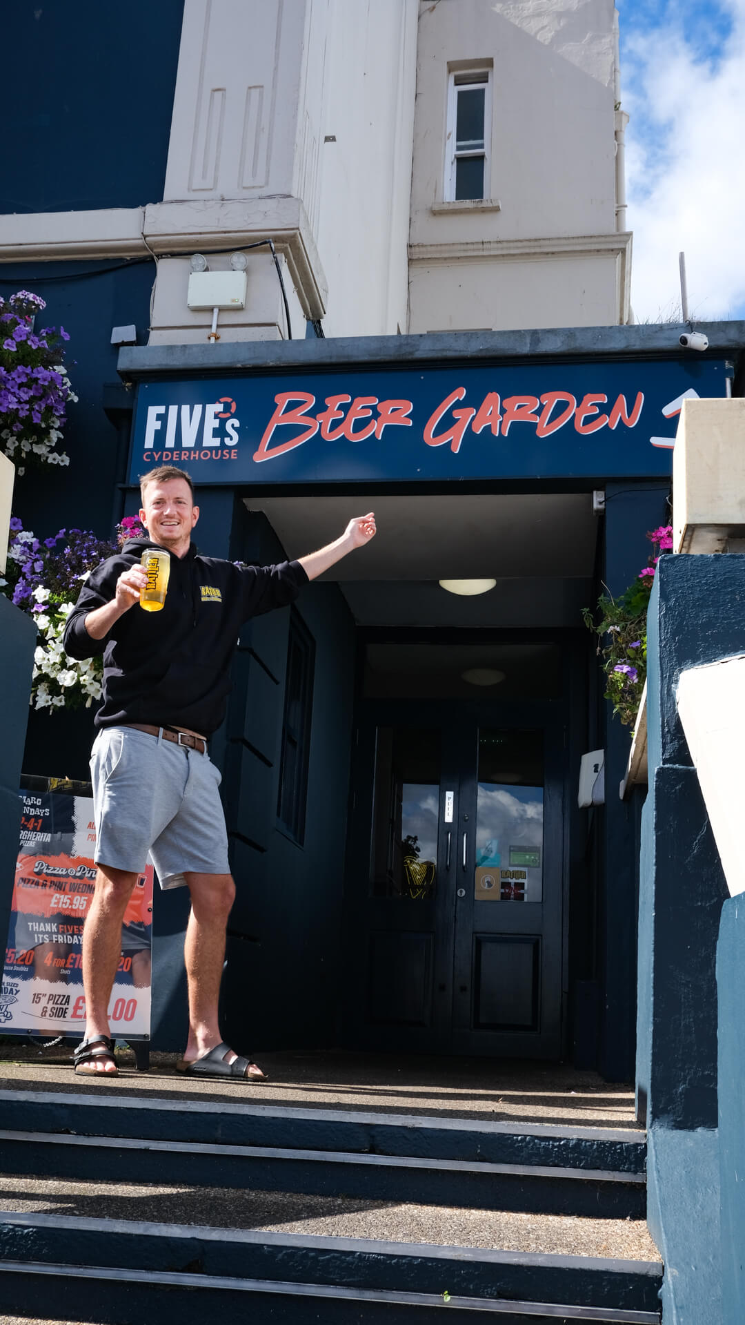Fives Cyderhouse Beer Garden entrance sign