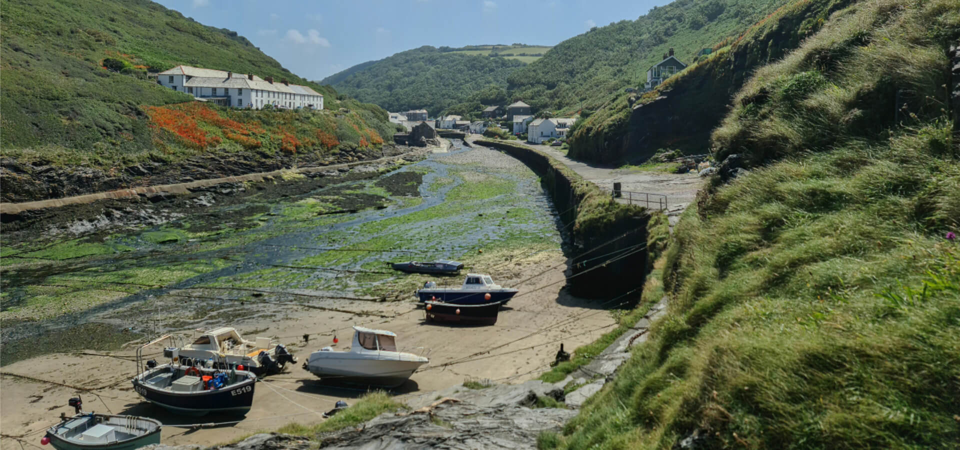 Boscastle harbour and village seen from above