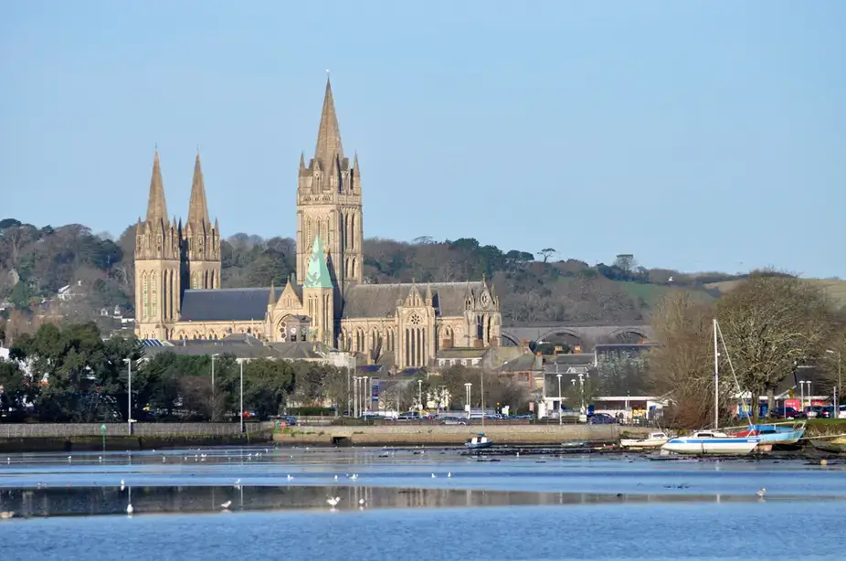Truro Cathedral seen across the river from Boscawen Park