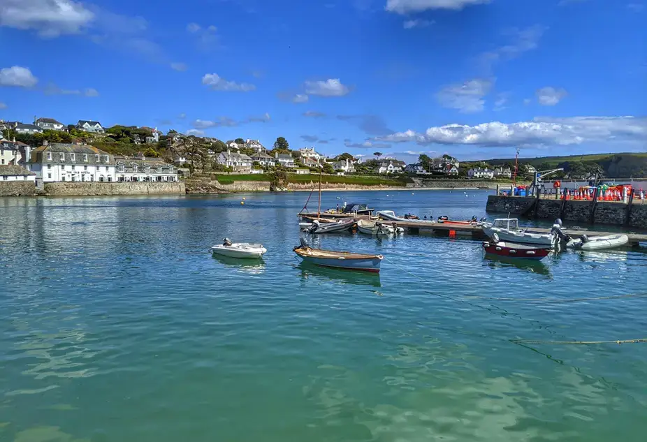 Boats moored in St Mawes harbour on the Roseland