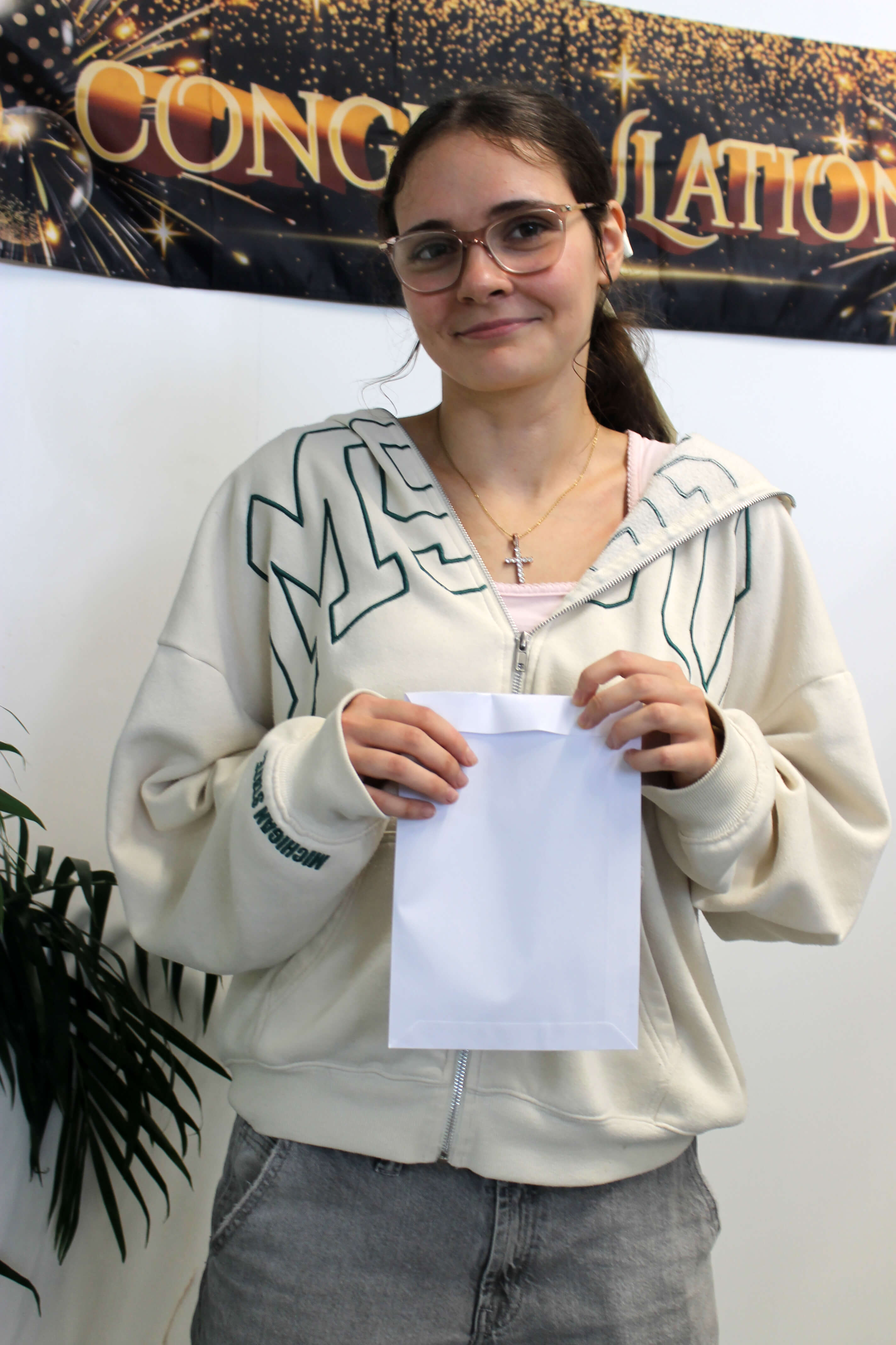 Yanna celebrating her GCSE results at Bodmin College