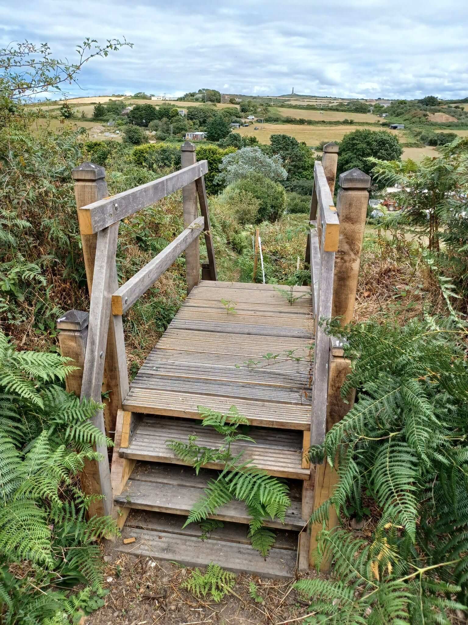View from the top of the new Higher Condurrow steps across the former mining district