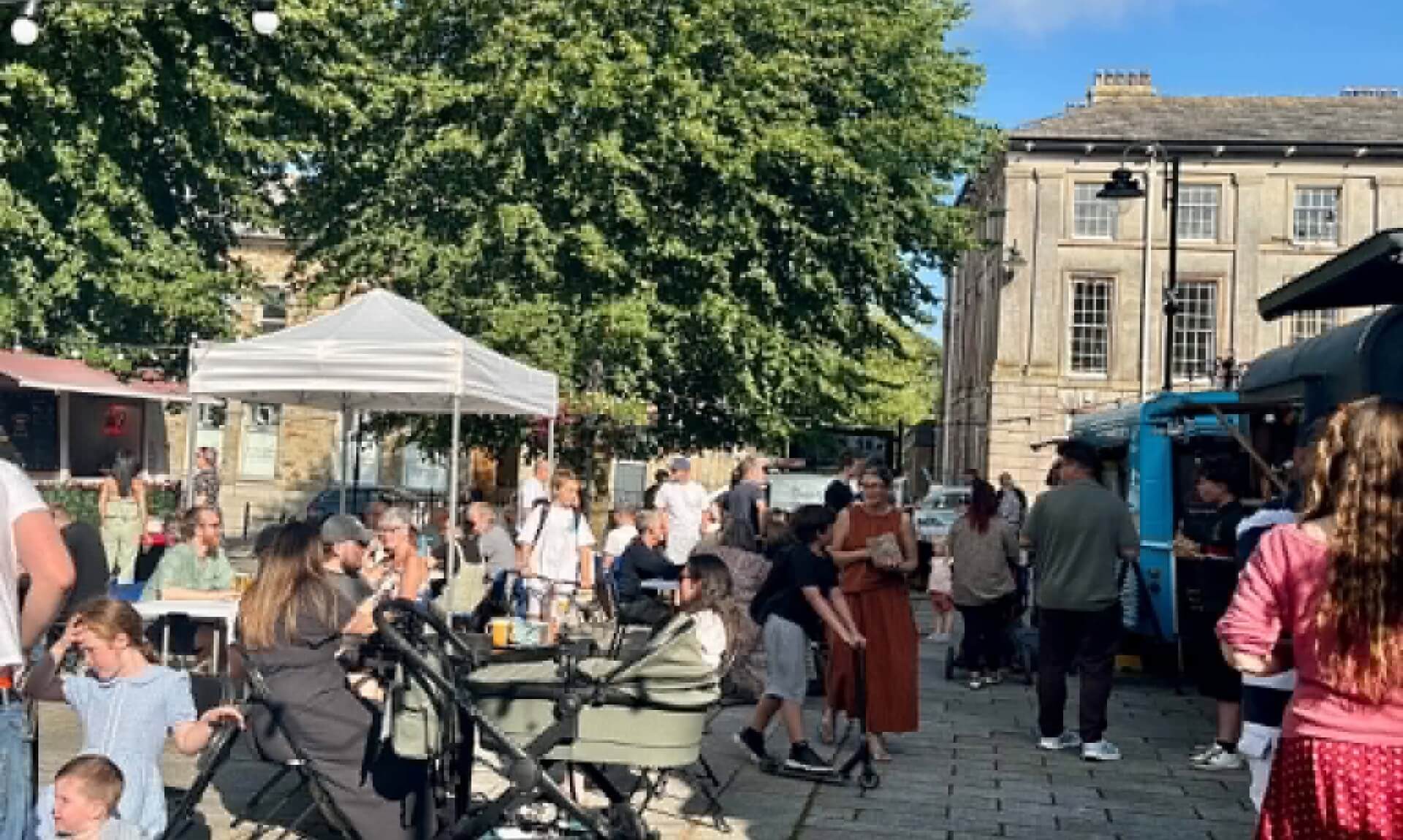 Crowds at a Bodmin Feast street food evening on Mount Folly in the sunshine