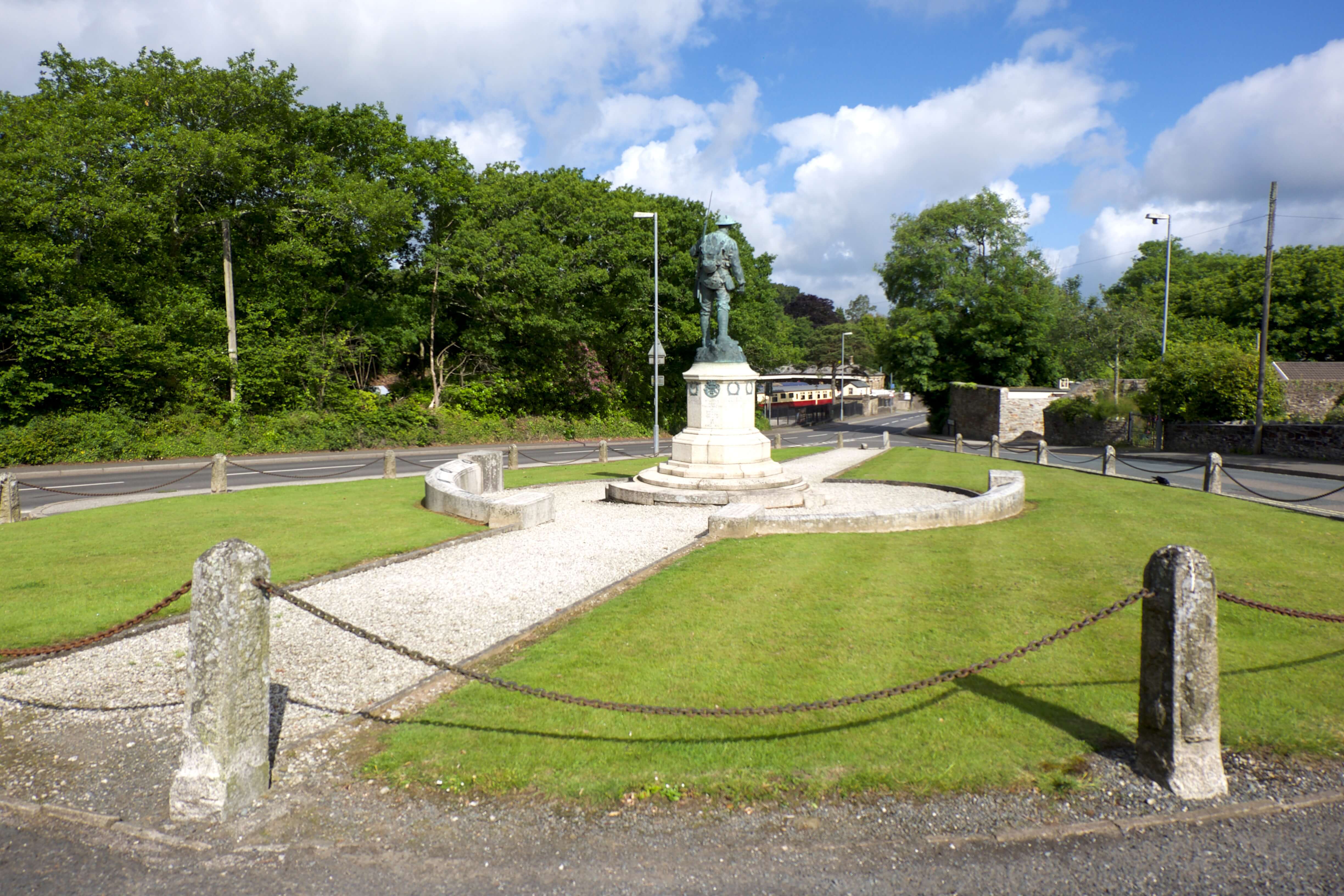 The war memorial statue outside Bodmin Keep, Cornwall's Army Museum