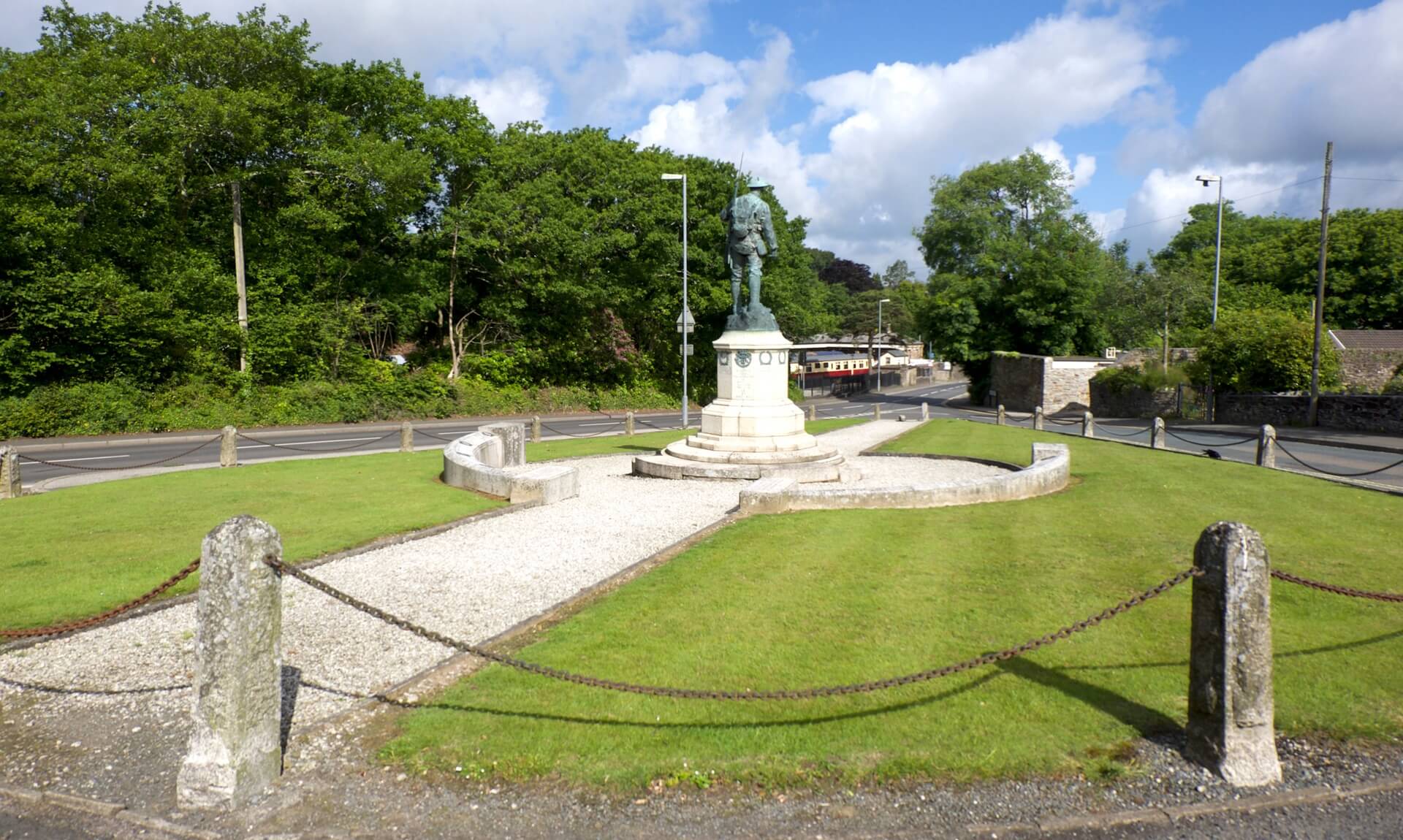 The war memorial statue outside Bodmin Keep, Cornwall's Army Museum