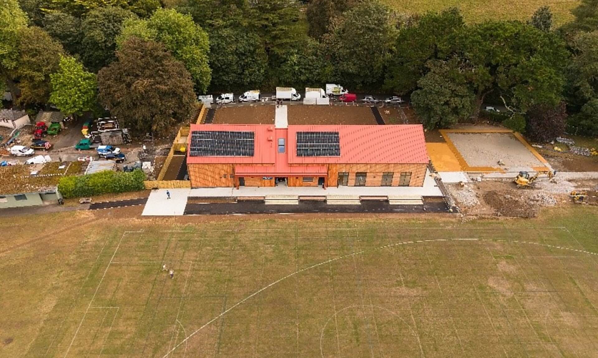Aerial view of the new Boscawen Park pavilion in Truro