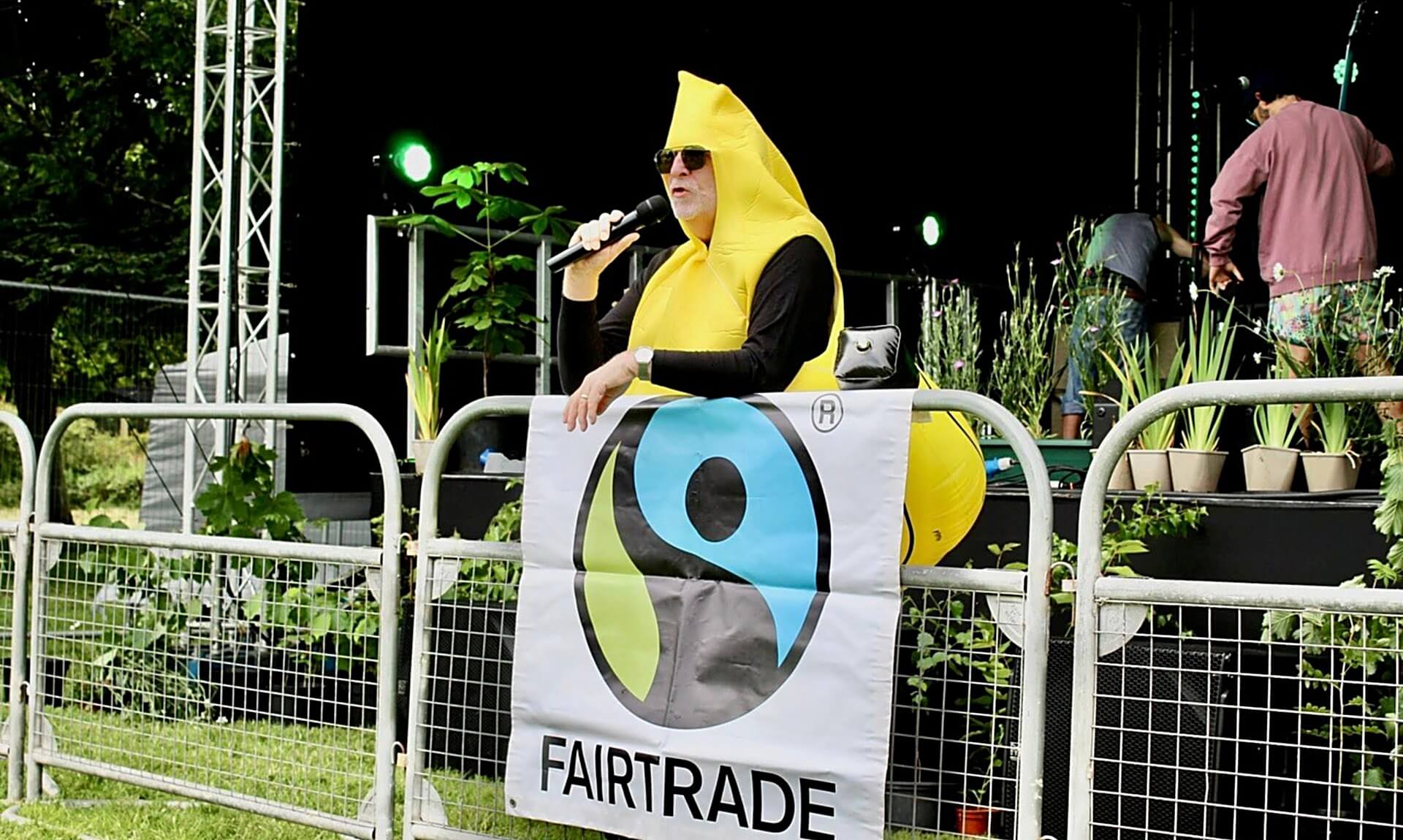 Brian Terry in a banana costume promoting Fairtrade at a Camborne event