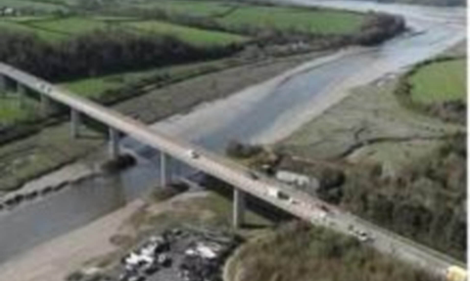 Aerial view of the Camel Viaduct carrying the A39 across the River Camel at Wadebridge