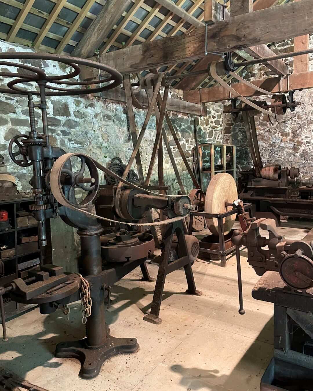 Victorian engineering tools on display at the Canal Barge Workshop