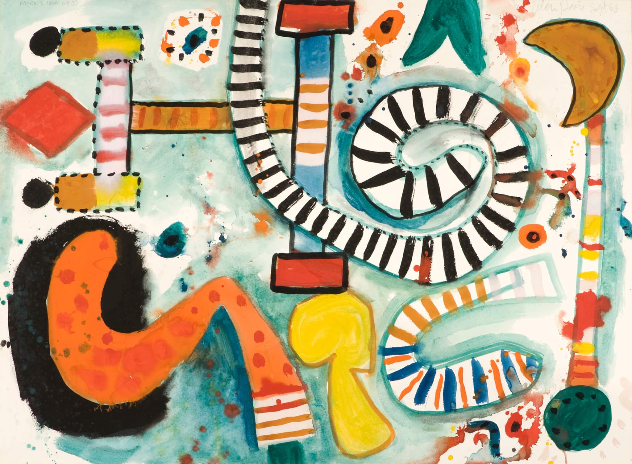 Parrot's Eye No.2 by Alan Davie, colourful abstract watercolour