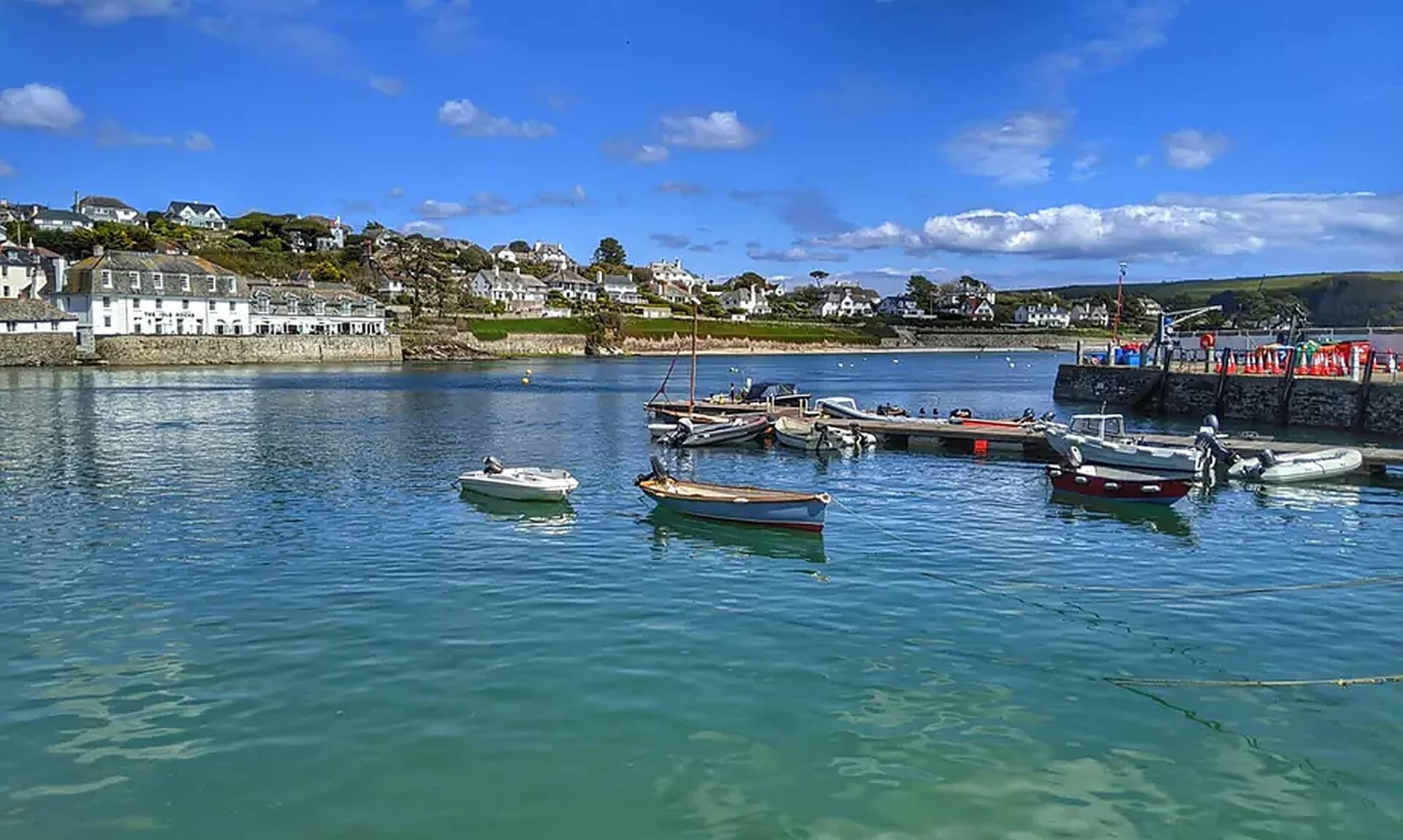 Boats moored in St Mawes harbour on the Roseland