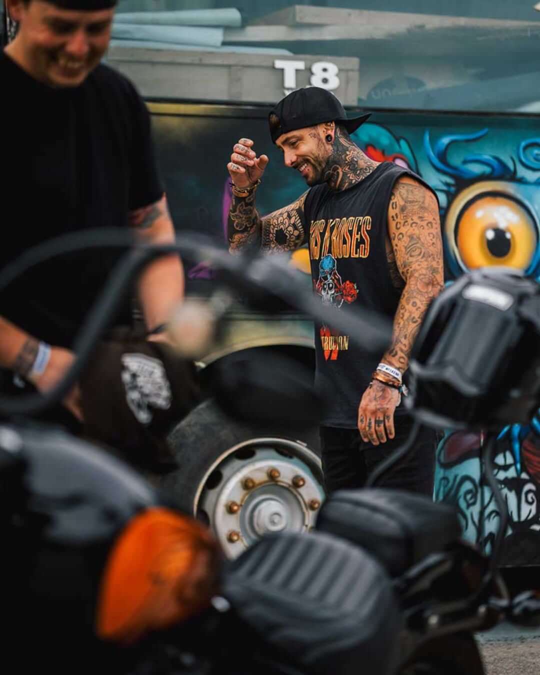 A tattooed visitor at the Cornwall Tattoo Convention