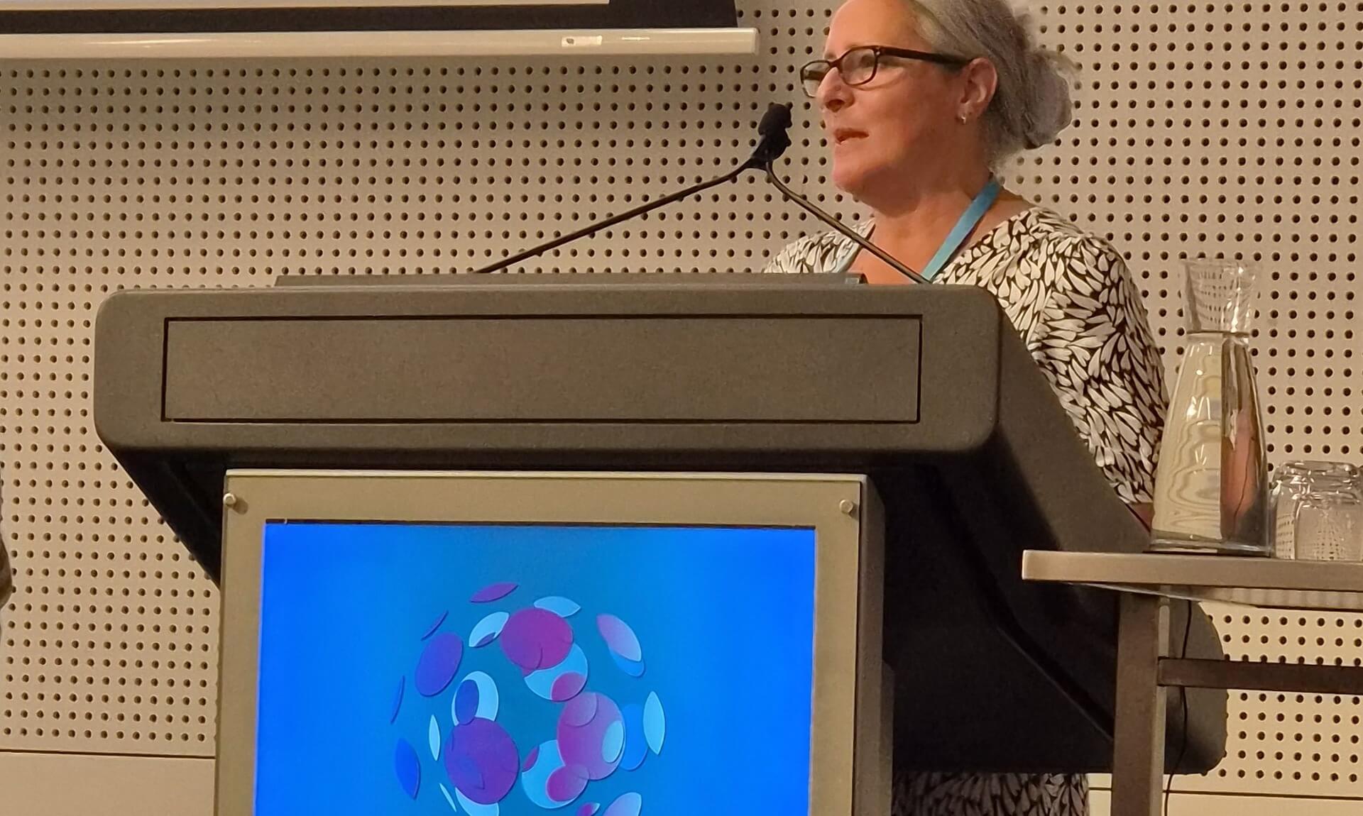 Debbie Victor speaking at the Asia-Pacific Prostate Cancer Conference in Melbourne