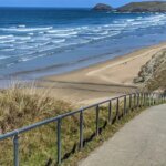 Perranporth beach and dunes from the coast path