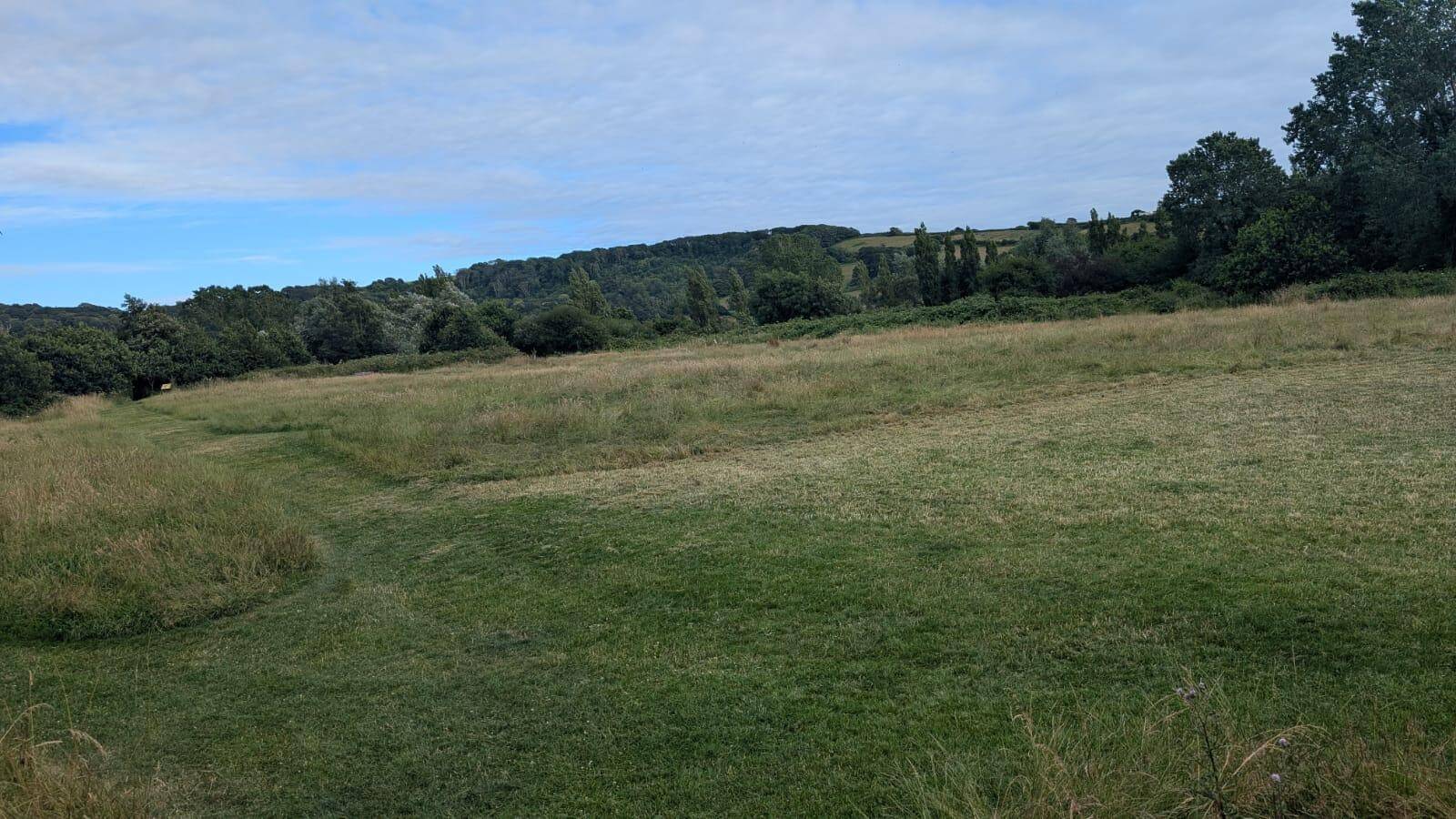 Wide view of Millbrook's main recreation field meadow