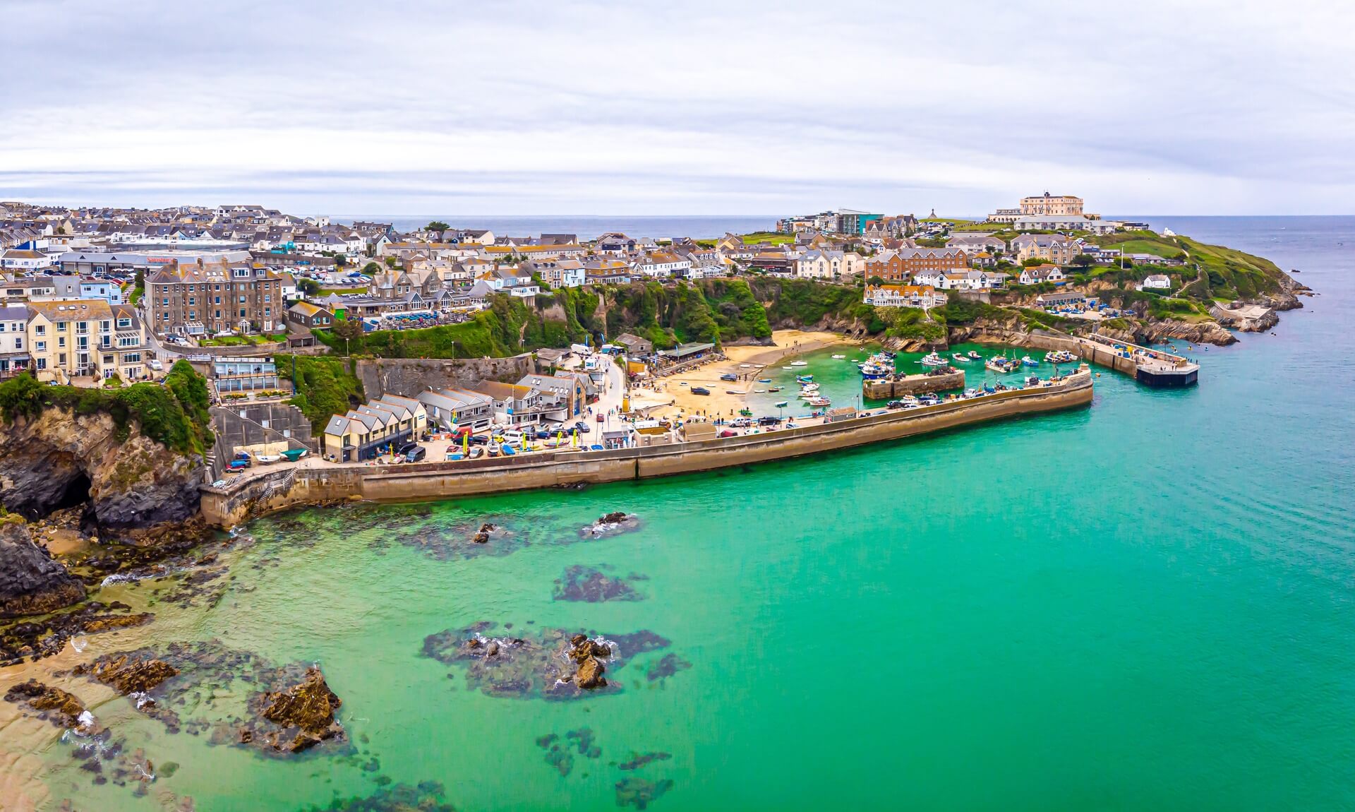 Aerial view of Newquay harbour