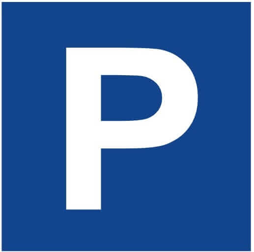 Blue parking sign with a white P, illustrating the QR code parking scam warning
