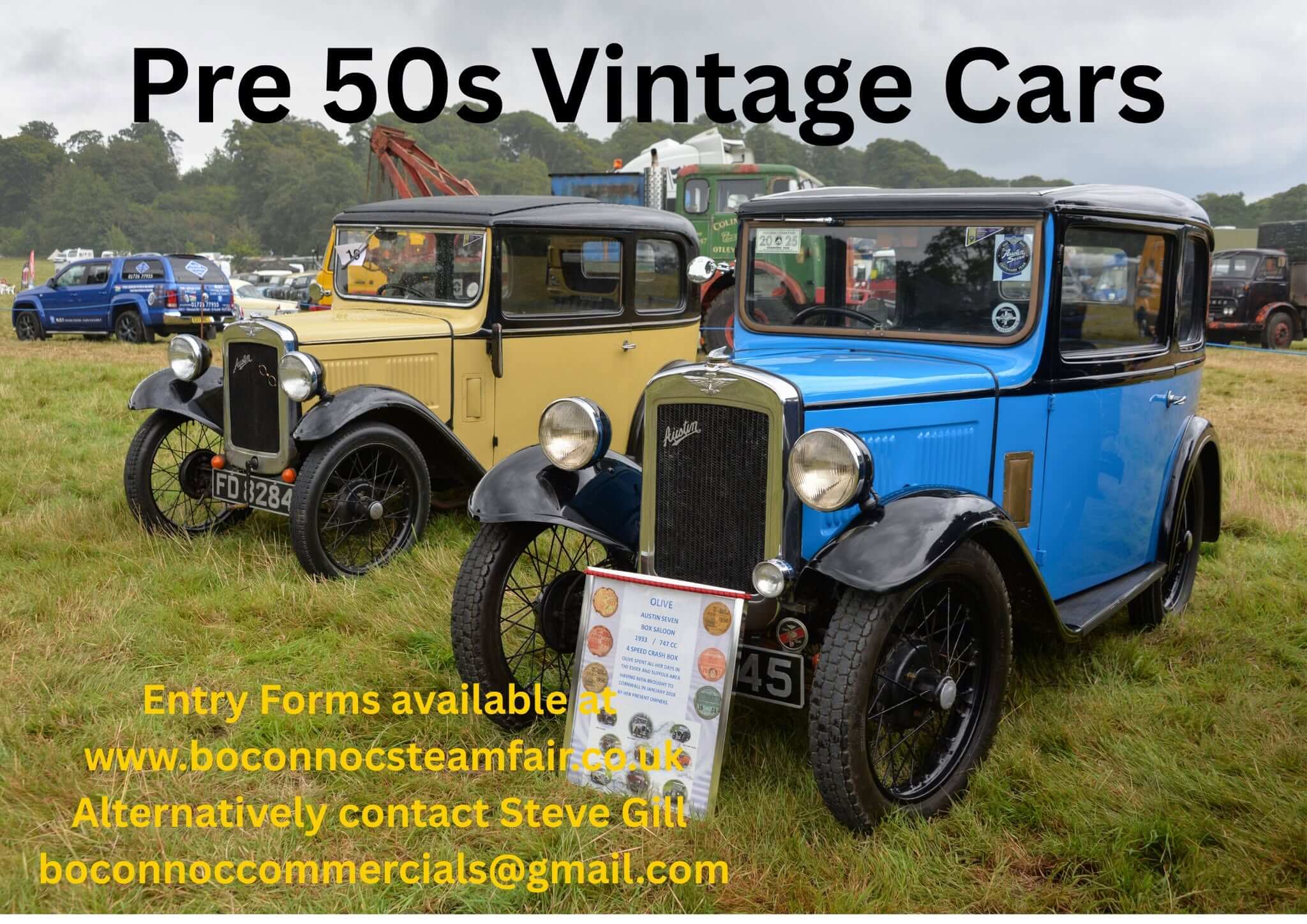 Pre-1950s Austin Seven cars at Boconnoc Steam Fair