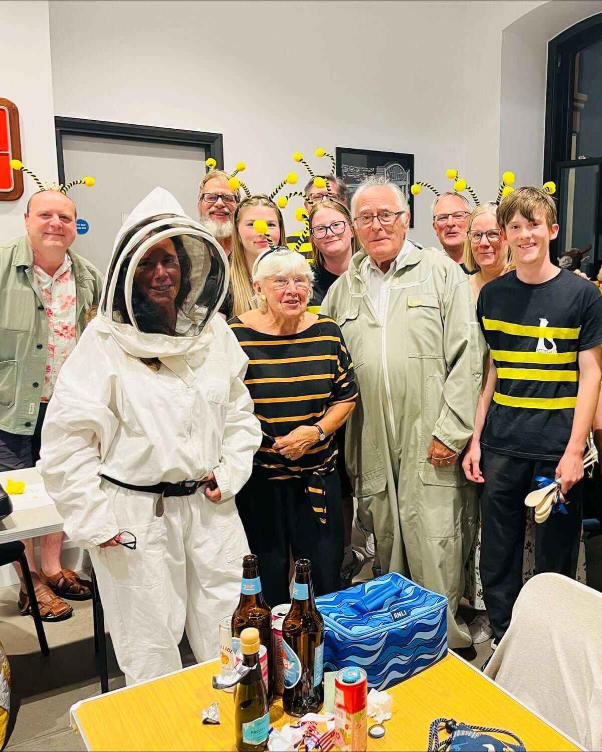 Group in bee antennae and beekeeper suits at the Saltash Mayor's Quiz