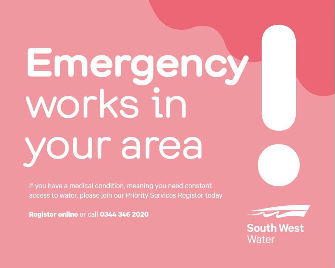 South West Water emergency works and Priority Services Register graphic