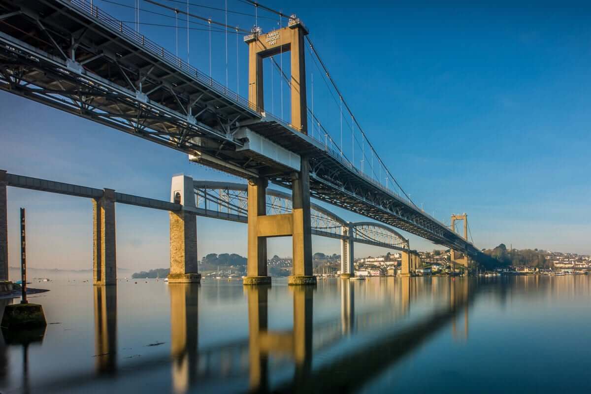 The Tamar Bridge crossing the River Tamar between Cornwall and Devon